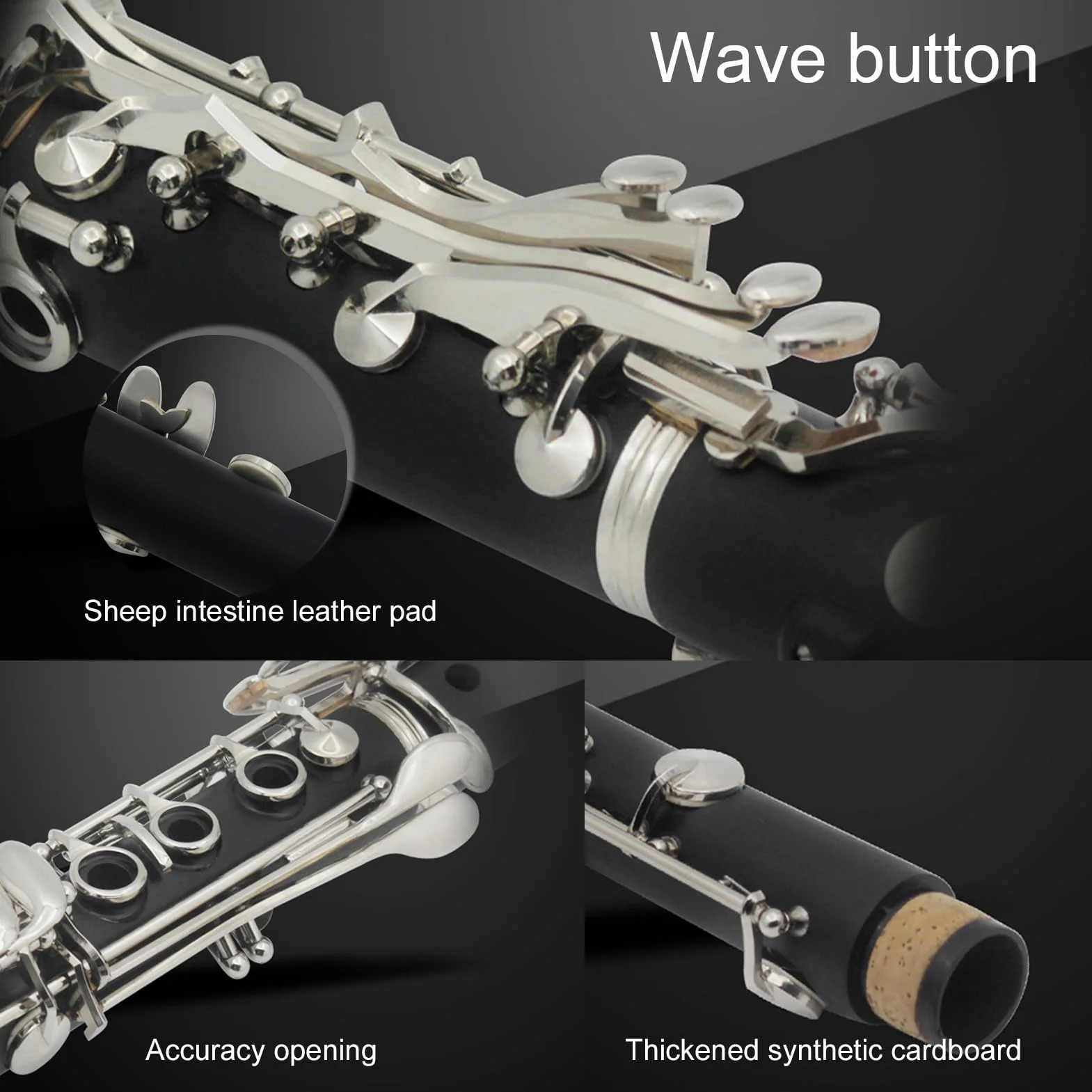 Clarinete de baquelita de 17 teclas Sib Tune con pa?o de limpieza Caja de destornillador de resorte Instrumentos de Viento Madera Instrumentos de Viento