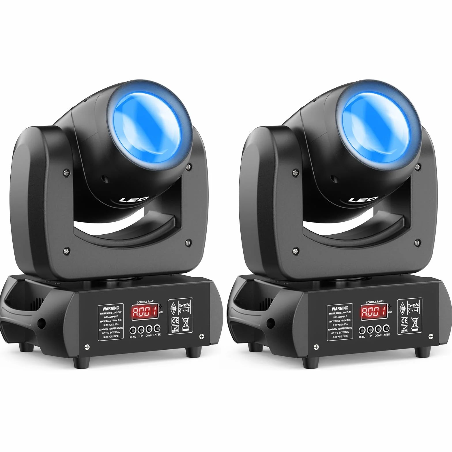 2 unidades 100W cabeza móvil luces LED para DJ, luces de fiesta de discoteca con prismas de gobos giratorios activados por sonido para bodas, fiestas, iglesias, bandas, espectáculos, bar