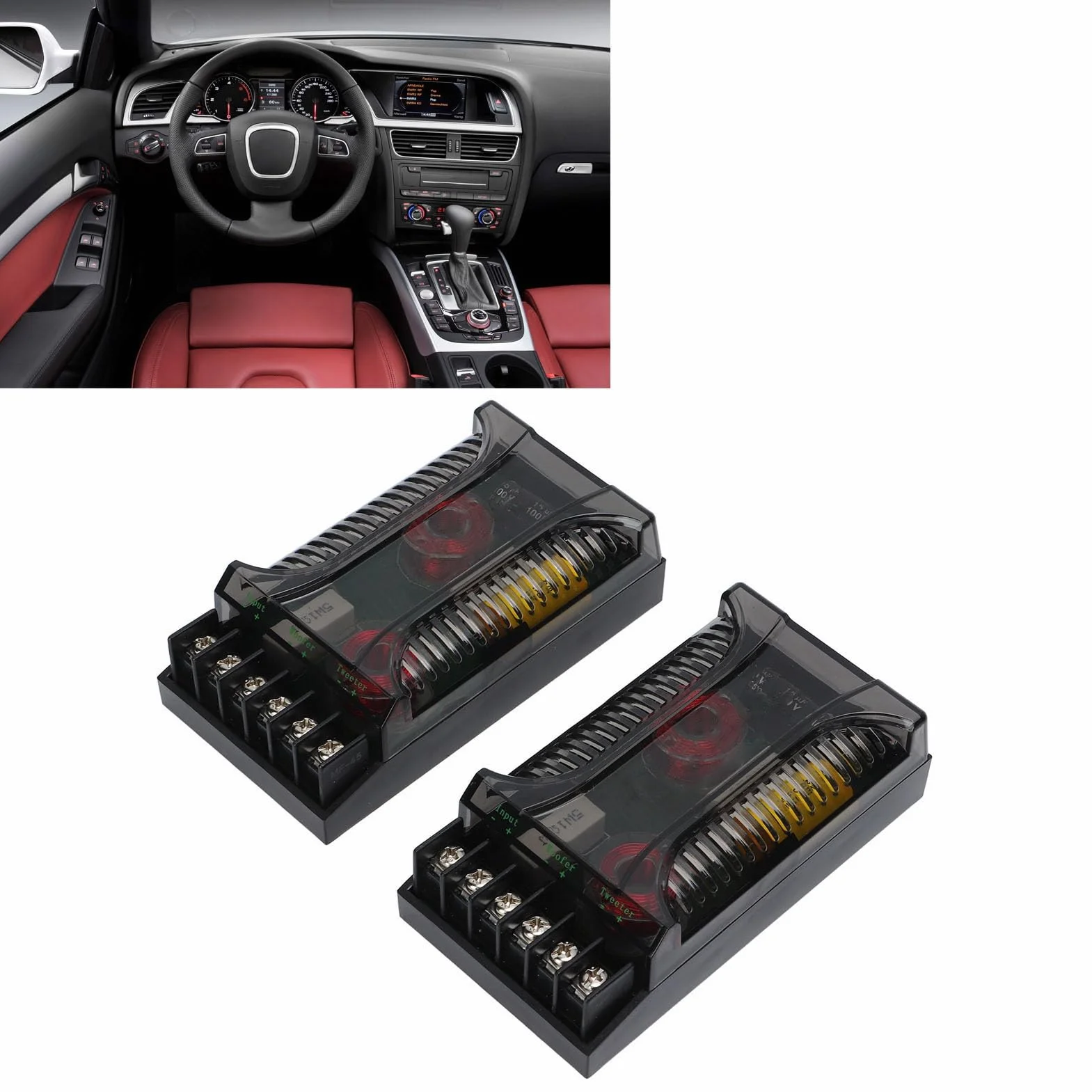 Divisor de Frecuencia para Coche, Crossover de Altavoz de 2 Vías con Protección contra Sobrecorriente y Disipación Térmica, Potencia 100W 12V para Mejorar Graves y Claridad de Sonido