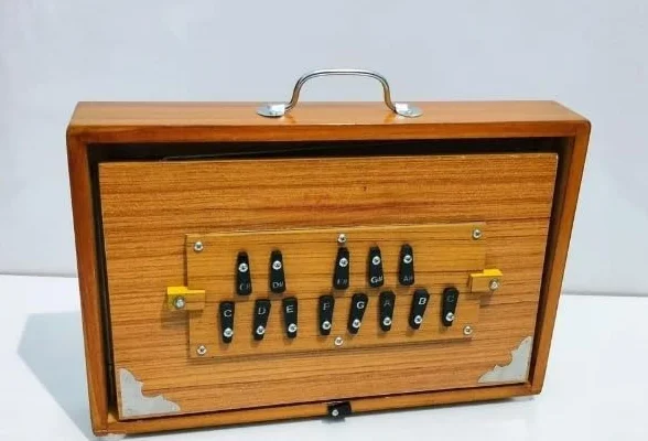 Shruti Box 15x10x3 Pulgadas, Madera Teca y Ply, 440Hz & 432Hz Sur Pete Con Pádel