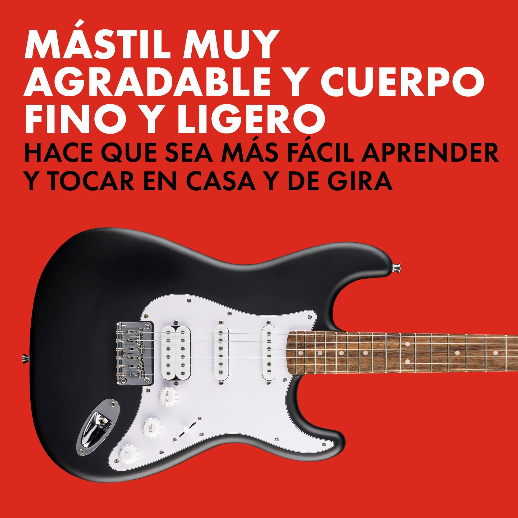 Fender Squier Debut HT HSS Series Stratocaster Guitarra Eléctrica, Guitarra para Principiantes, con 2 Años de Garantía, Black