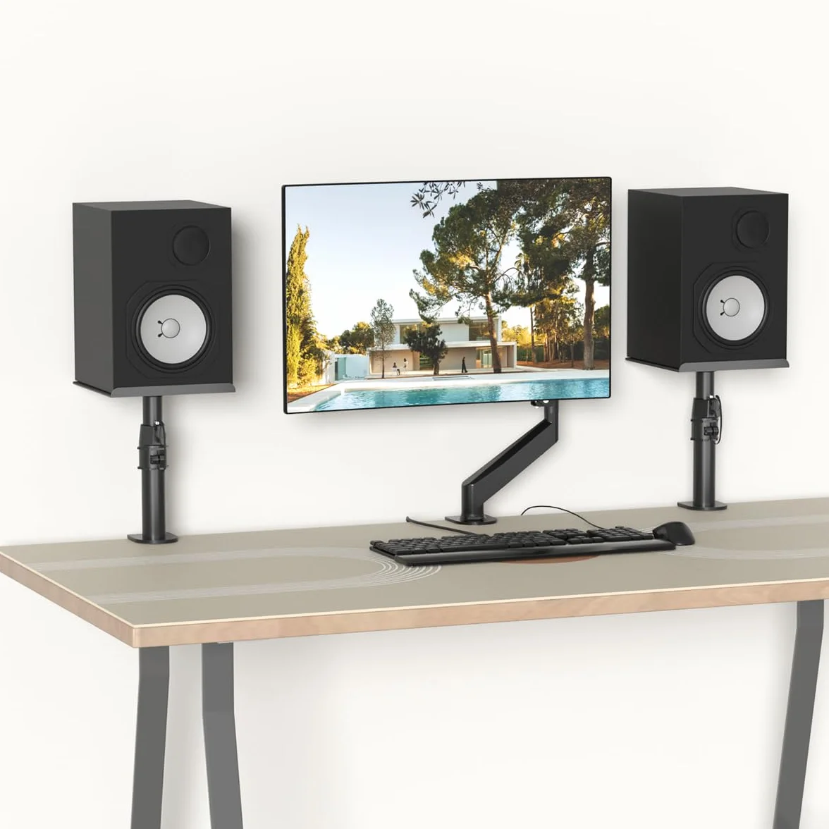 Suptek Soporte Altavoz Universal Giratorio e Inclinable para Barra de Sonido y Altavoces de Estantería, Paquete de 2, Máx 15 kg, Negro