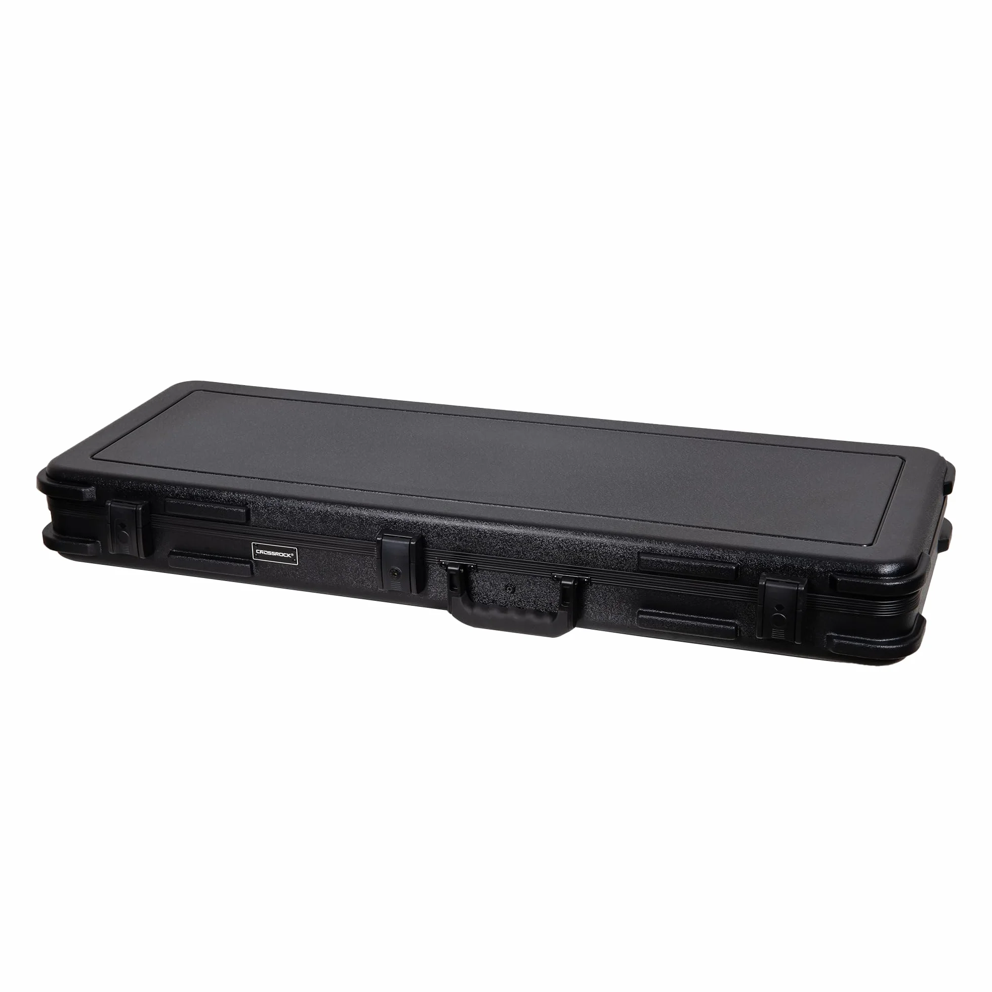 Crossrock Funda de Vuelo de Guitarra eléctrica ABS para Stratocaster y Telecaster, Acabado Negro Mate, Interior de Terciopelo borgoña, Cerradura TSA, Serie Moldeada