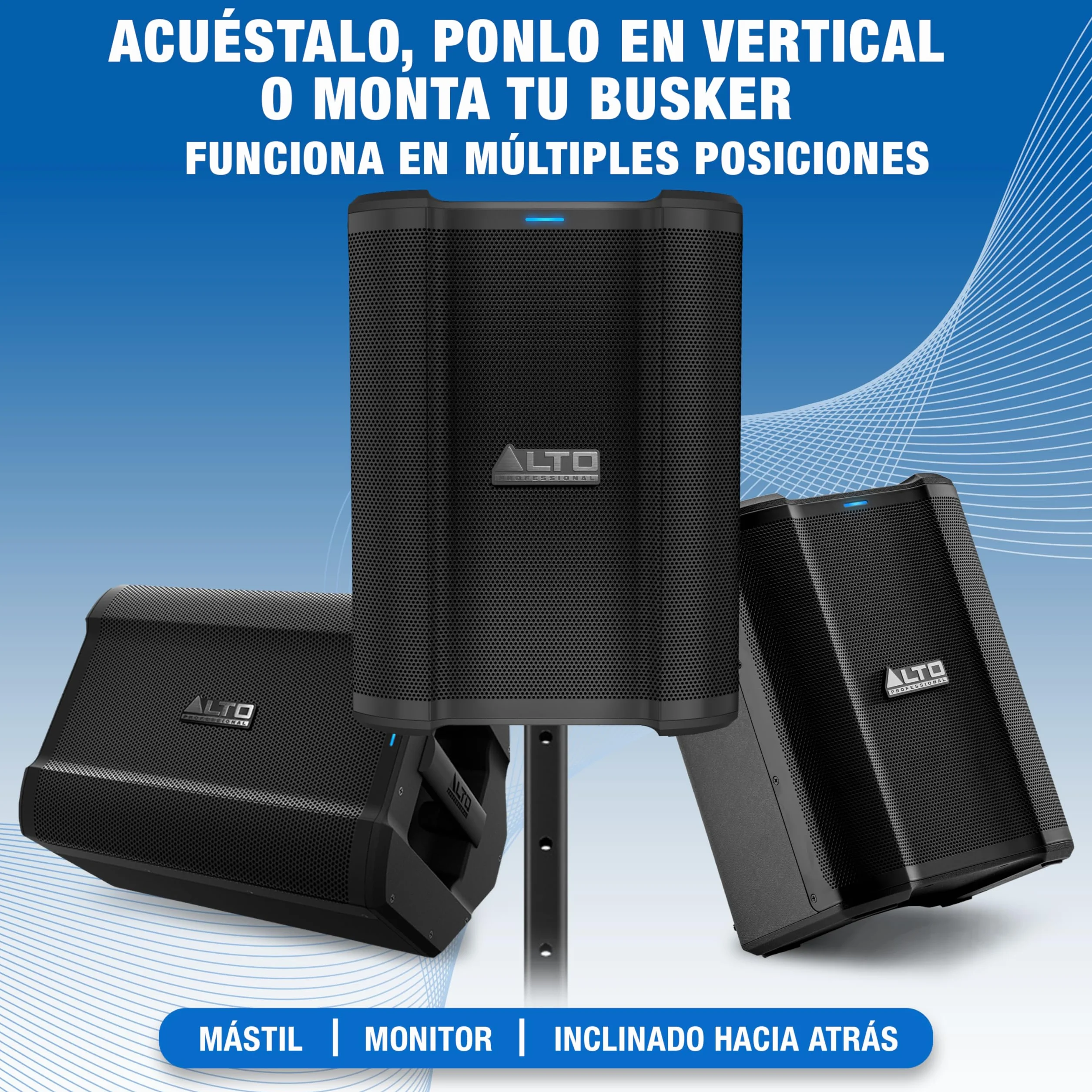 Alto Busker Altavoz Autoamplificado Portátil Grande de 200W con Bluetooth, Batería Recargable, Mesa de Mezclas 3 Canales, Alesis FX, App, Carga USB