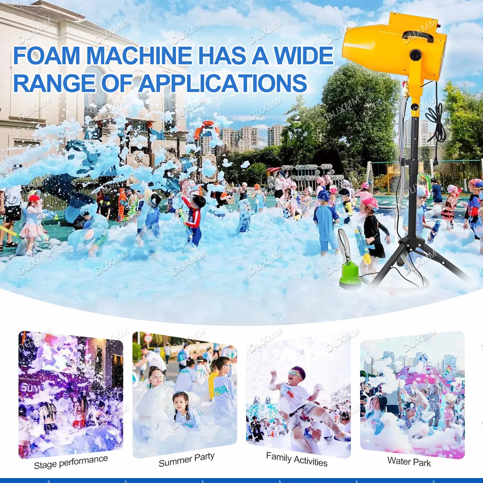 CañóN De Espuma para Fiesta,Cañón De Espuma De Alta Potencia 1000 W,Máquina de Espuma con Chorro de Efecto,Producción De Espuma 20 M³/Min,para Fiesta Discoteca Navidad,Yellow