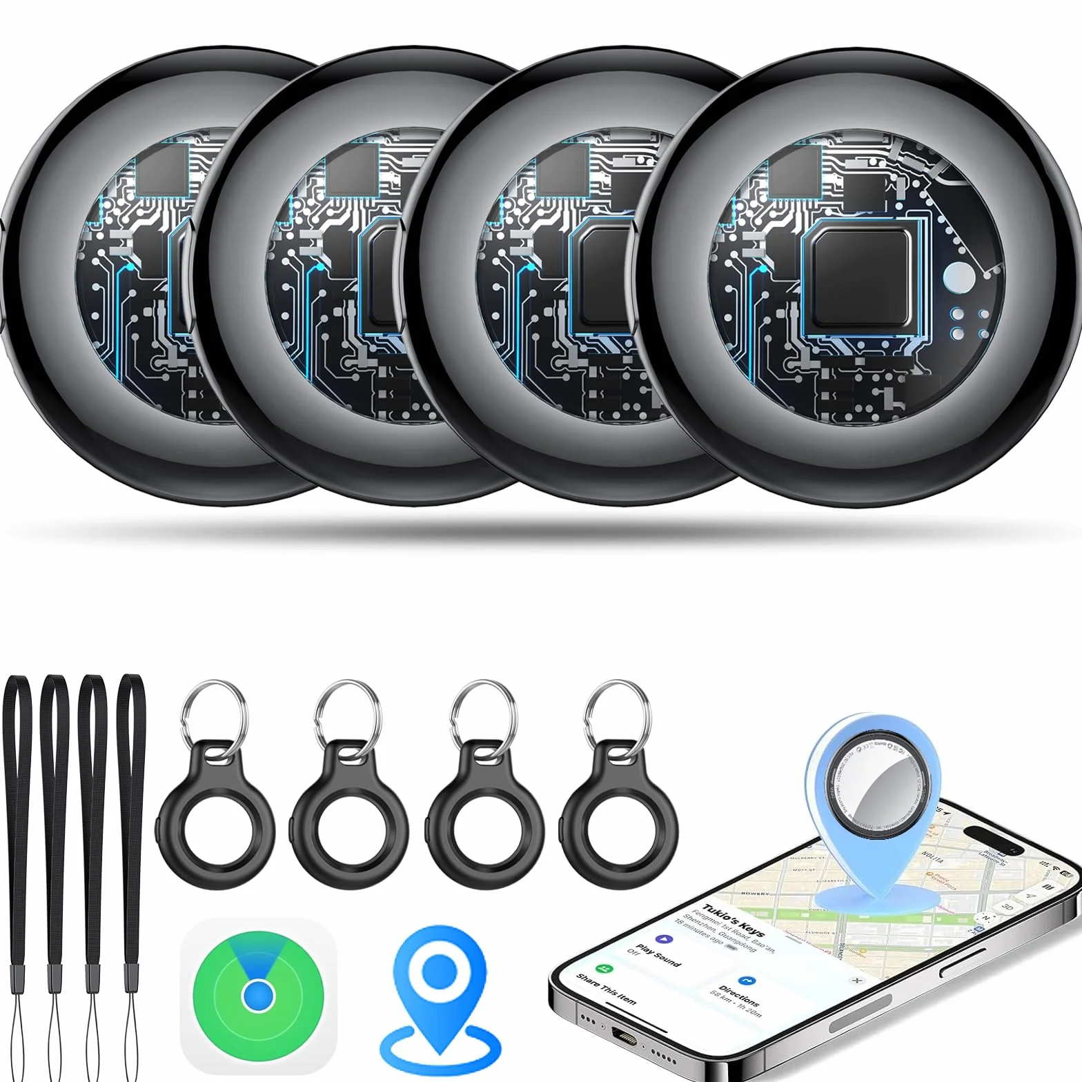 Smart Air Tracker Tags, Buscador de Objetos Bluetooth Finder Batería Reemplazable Localizador para Llaves/Carteras/Equipajes