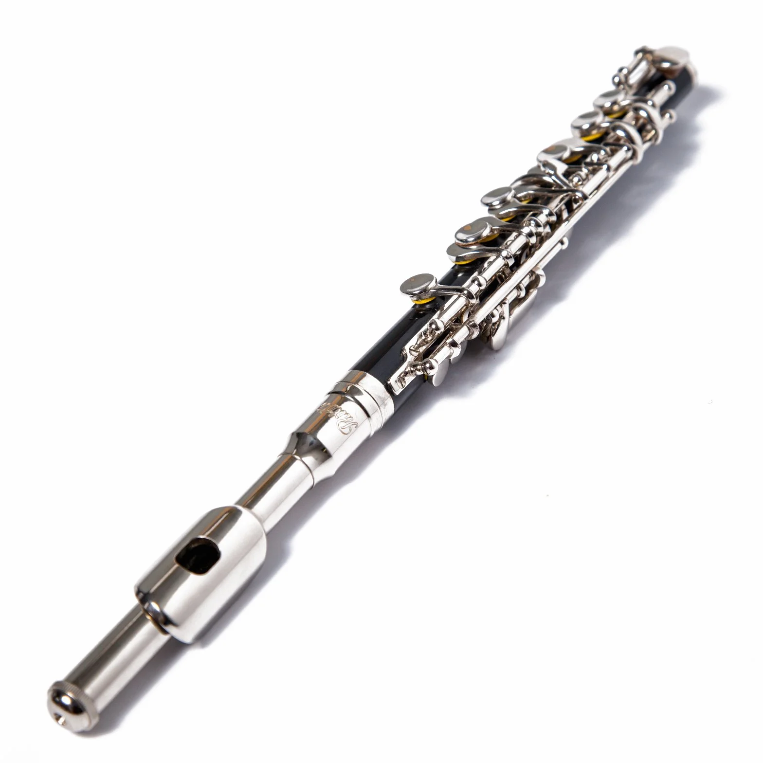 Paititi Profesional Centertone Compuesto Madera Piccolo Flauta Chapado en Plata Cabeza Junta Ebonita Compuesto Cuerpo de Madera con Estuche