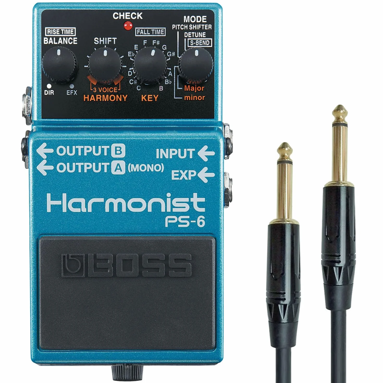 Boss PS-6 Harmonist Pitch-Shifter - Dispositivo de efectos de pedal y cable jack keepdrum