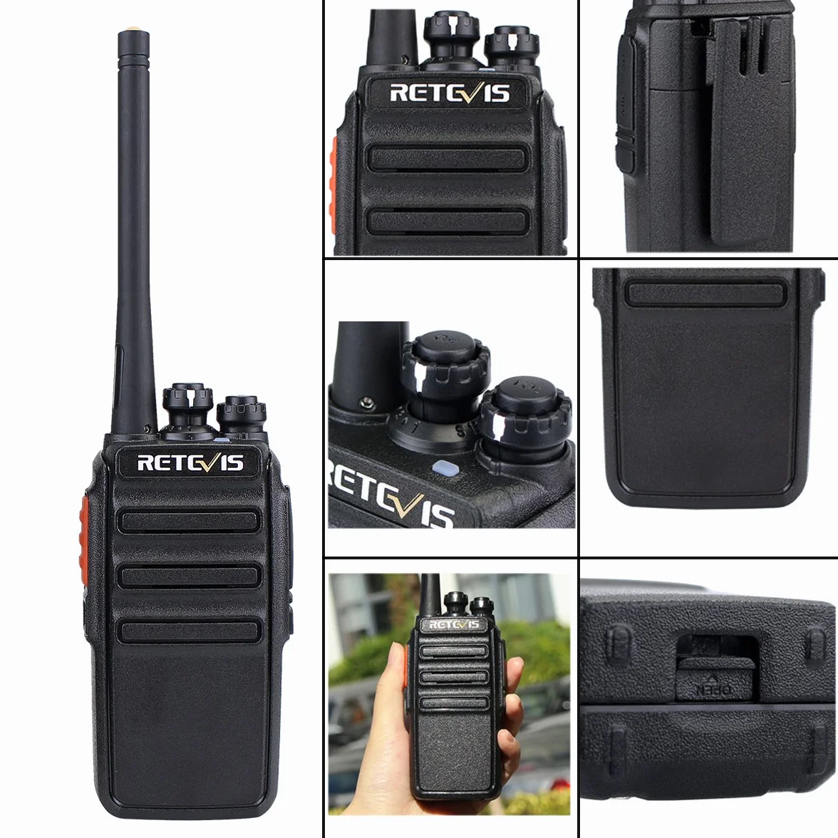 Retevis RT24 Walkie Talkie, Sonido es Claro Walkies Profesionales PMR446 sin Licencia 16 Canales CTCSS/DCS VOX Walkie Talkie con Auriculares y Cargador Europeo, para Adultos (Negro, 1 Par)