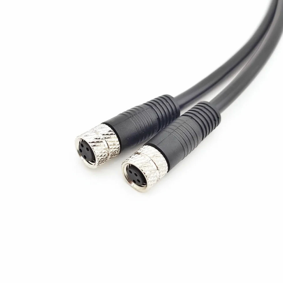 M8 4 Polos Hembra a Macho Cable Recto Código A Sensor Aviación PVC 30V 3A CC Moldeado Industrial