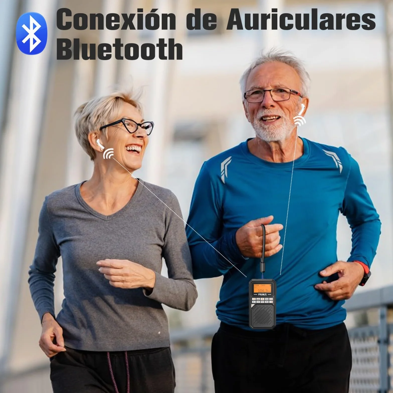 PRUNUS J-525 Mini Radio de Bolsillo Admite Conexión de Auriculares Bluetooth,Am FM Radios Digital con Preajuste Manuales, Radio Portatil Pequeña Recargable de 2500mah, Altavoz Tarjeta TF/Bluetooth.