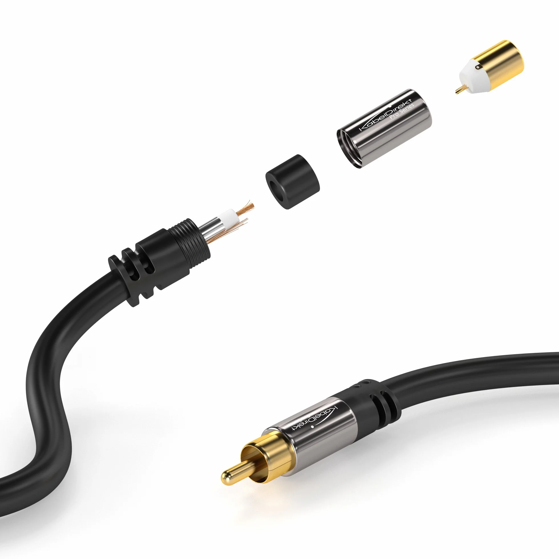 KabelDirekt – Cable de extensión Cinch, Audio/Digital/Video – 1,5m (cable coaxial, conectores macho/hembra RCA, para subwoofer/amplificador/HiFi, audio analógico/digital o video compuesto, 75 ohmios)