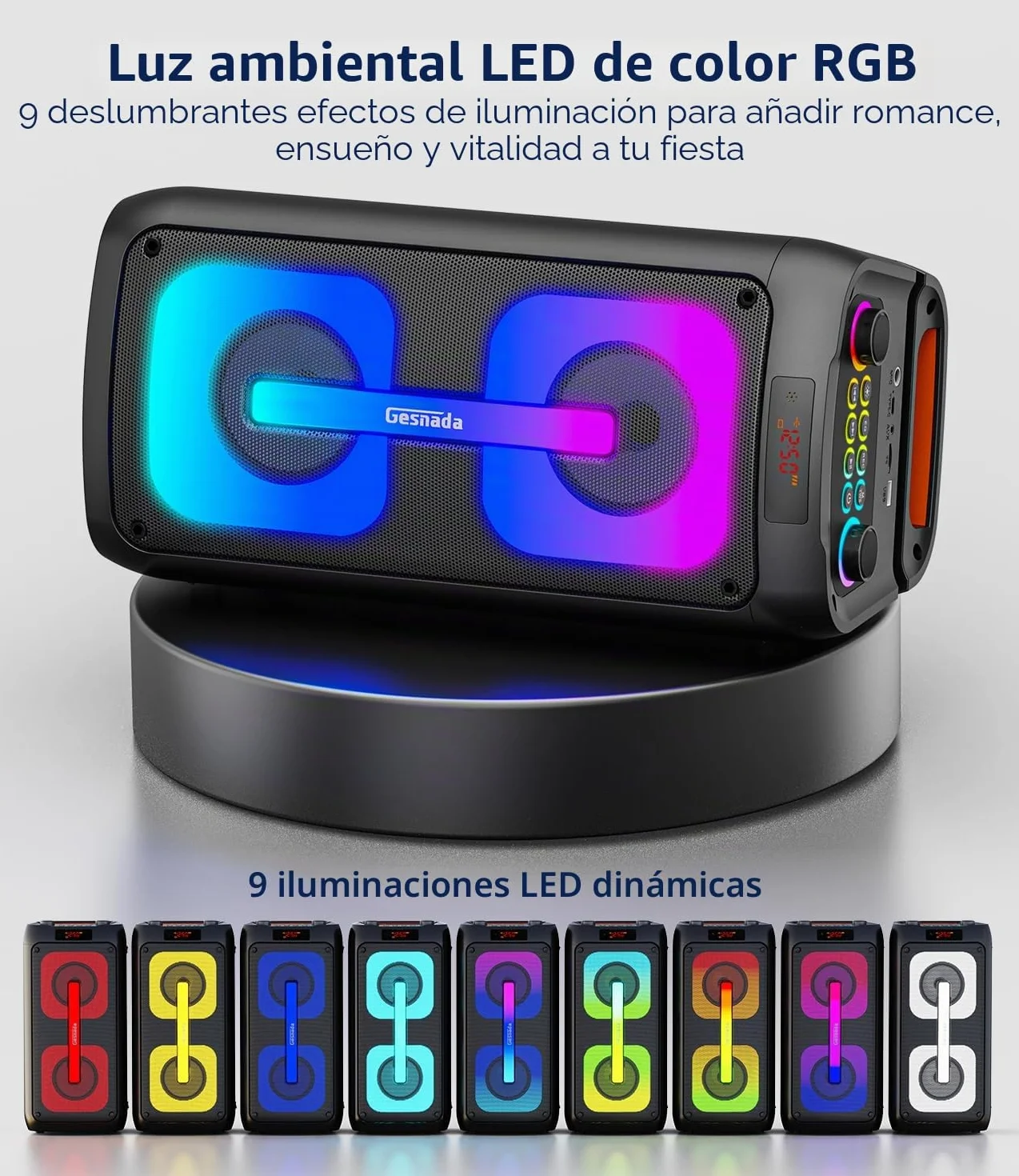 Máquina de Karaoke 2 microfonos inalambricos,Altavoz Karaoke Profesional Completo,Bluetooth portátil con Luces LED,Sistema PA,para Fiestas,Regalo,al Aire Libre,soporta Bluetooth/TF/USB/AUX/TWS
