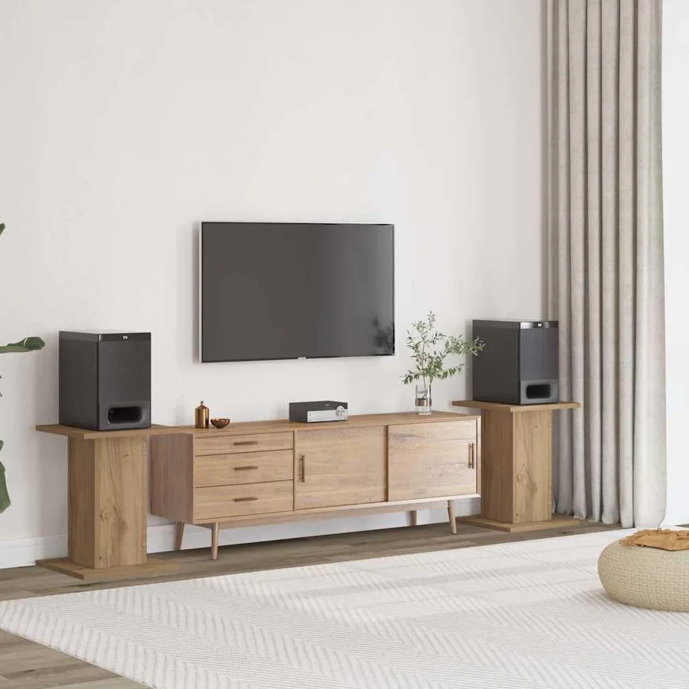 VidaXL Soportes Altavoces 2 uds Madera Roble 30x30x40 cm Plataforma de Altavoces Soporte de Altavoces de Suelo HiFi