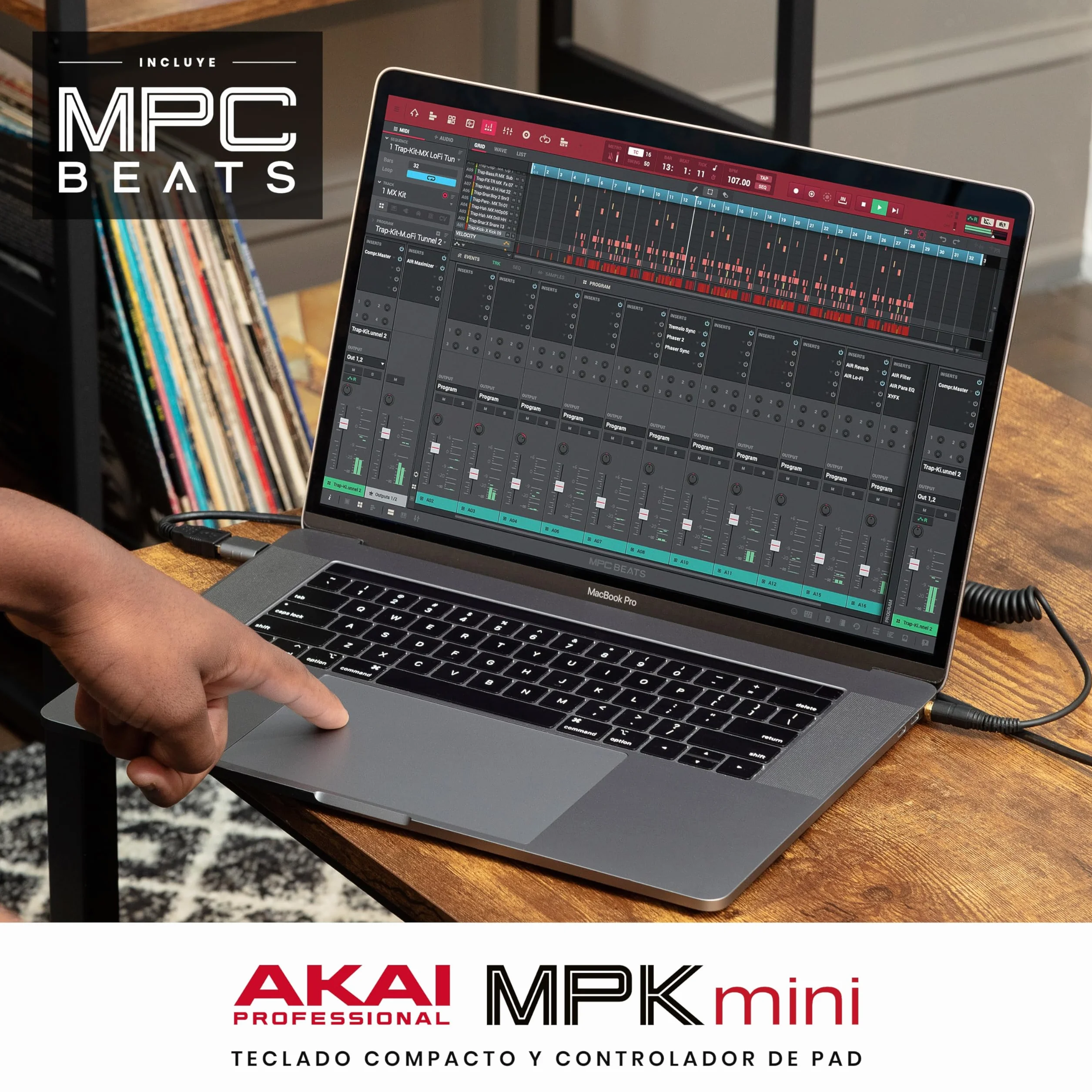 Akai Professional MPK Mini MK3 - Teclado Controlador MIDI USB de 25 Teclas con 8 Drum Pads, 8 Perillas, Software de Producción Musical y Native Instruments Sound Package (NKS Integration)