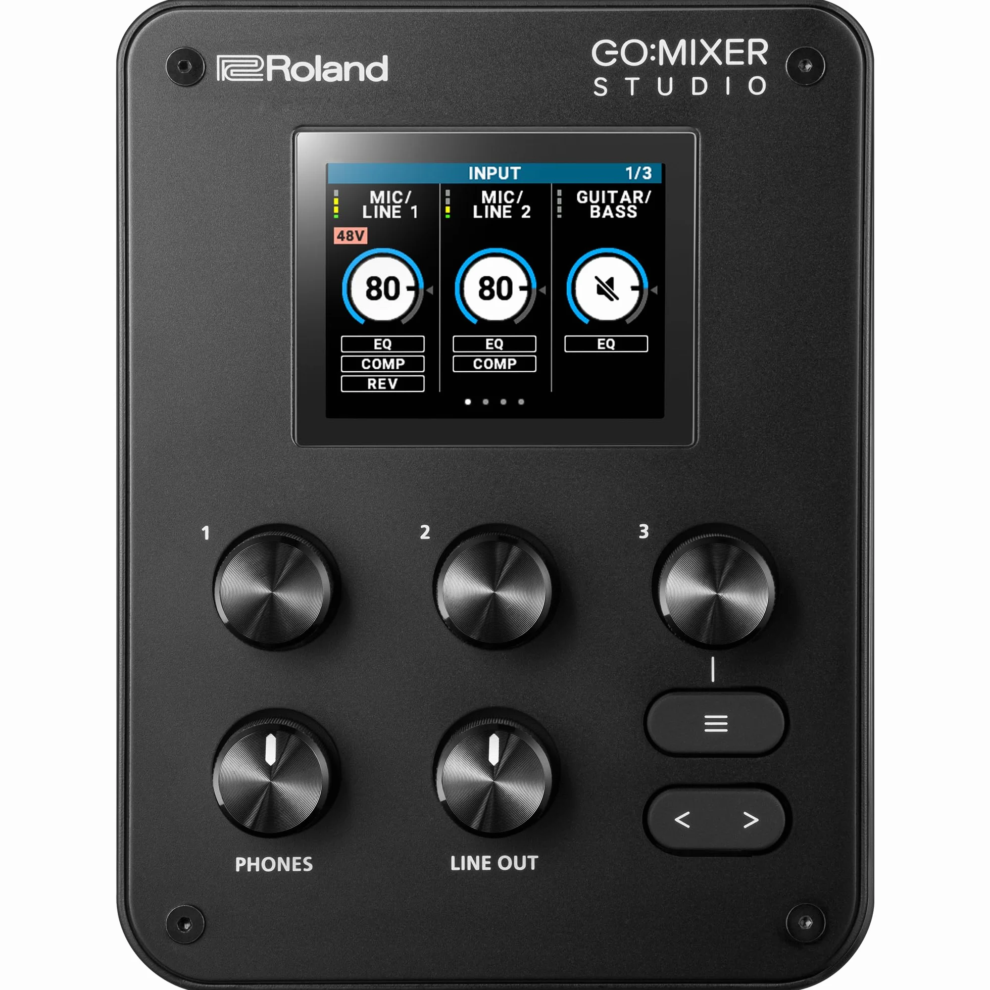 Roland GO:MIXER STUDIO | Mezclador multicanal portátil e interfaz de audio | Perfecto para creadores de contenido y músicos | Calidad de audio de estudio | Efectos integrados