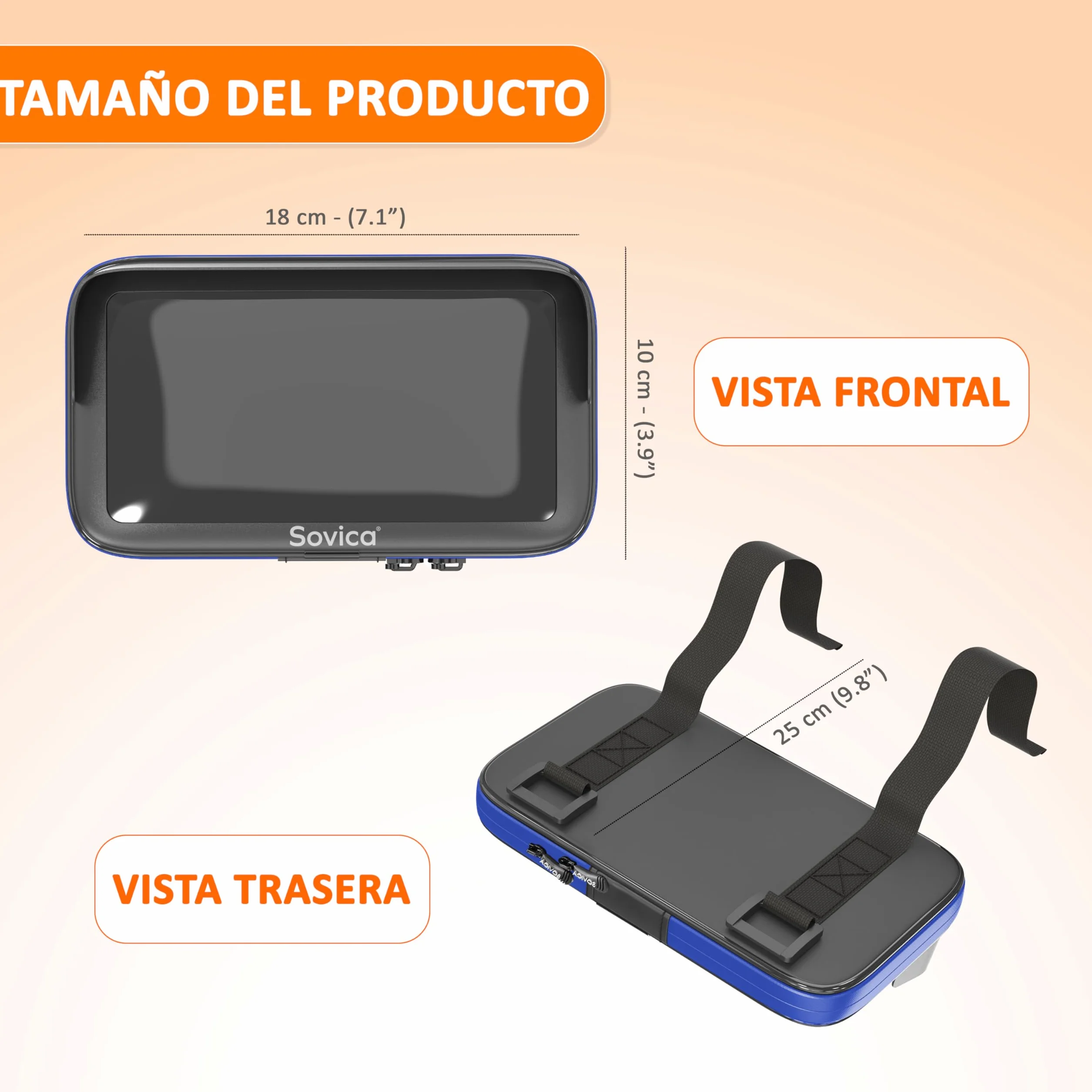 Sovica Soporte Móvil Moto Bicicleta Impermeable Funda con Visera 7.6" Smartphones Manillares Antivibración Azul