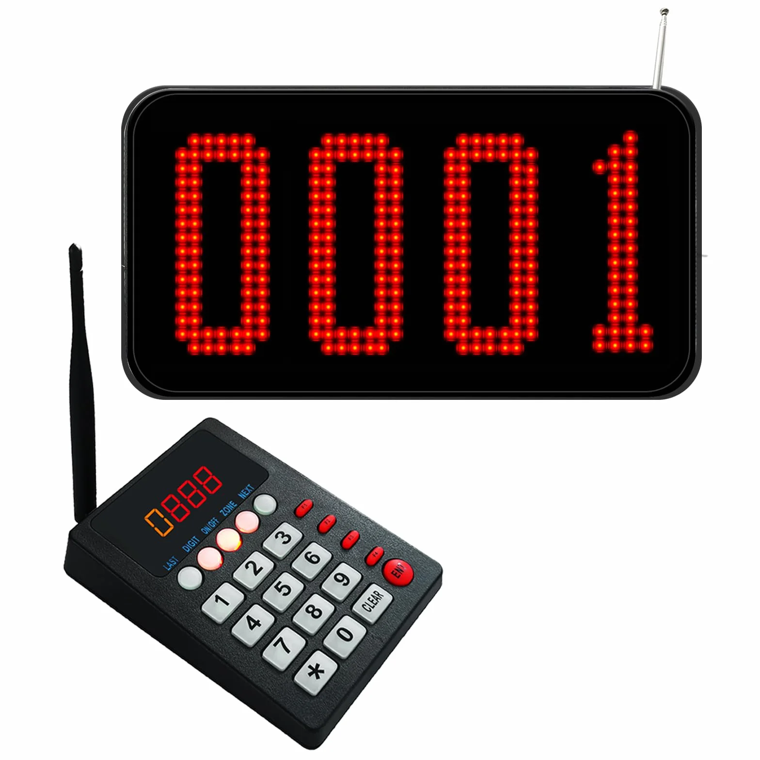 Sistema de cola 4 dígitos LED indicador números marcador llamada teclas