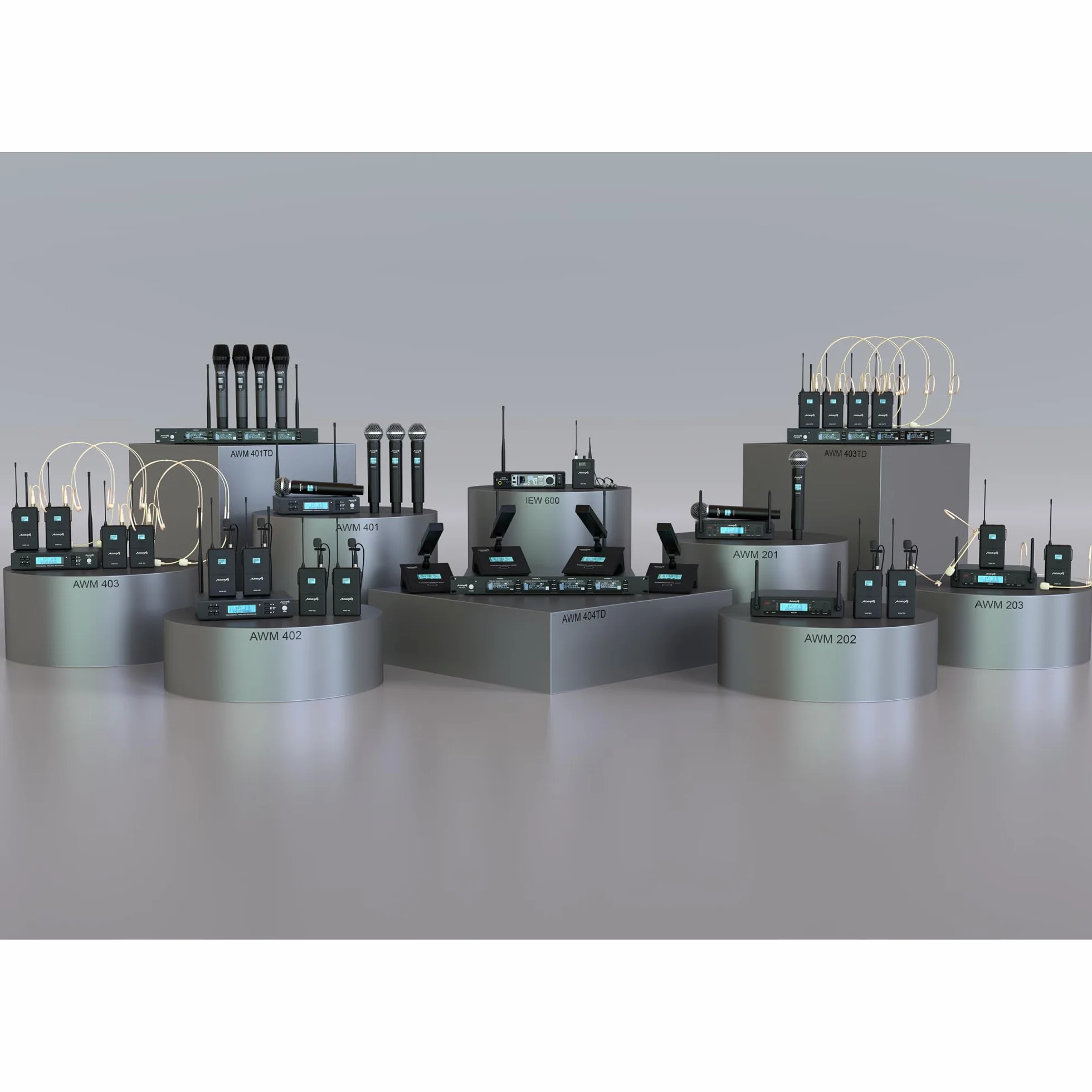 Audibax AWM 403 Sistema Inalámbrico Micrófono Diadema de 4 Canales UHF