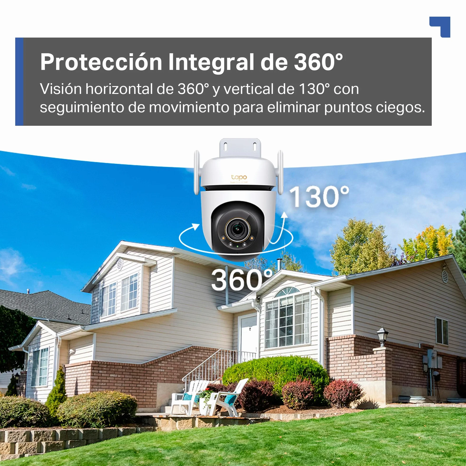 Tapo C530WS - Cámara Seguridad Exterior 360° 3K 5MP, Visión Nocturna Color, Resistencia IP66, Alarma Sonora/Luz, Detección AI, Almacenamiento Nube/SD 512GB, Audio Bidireccional