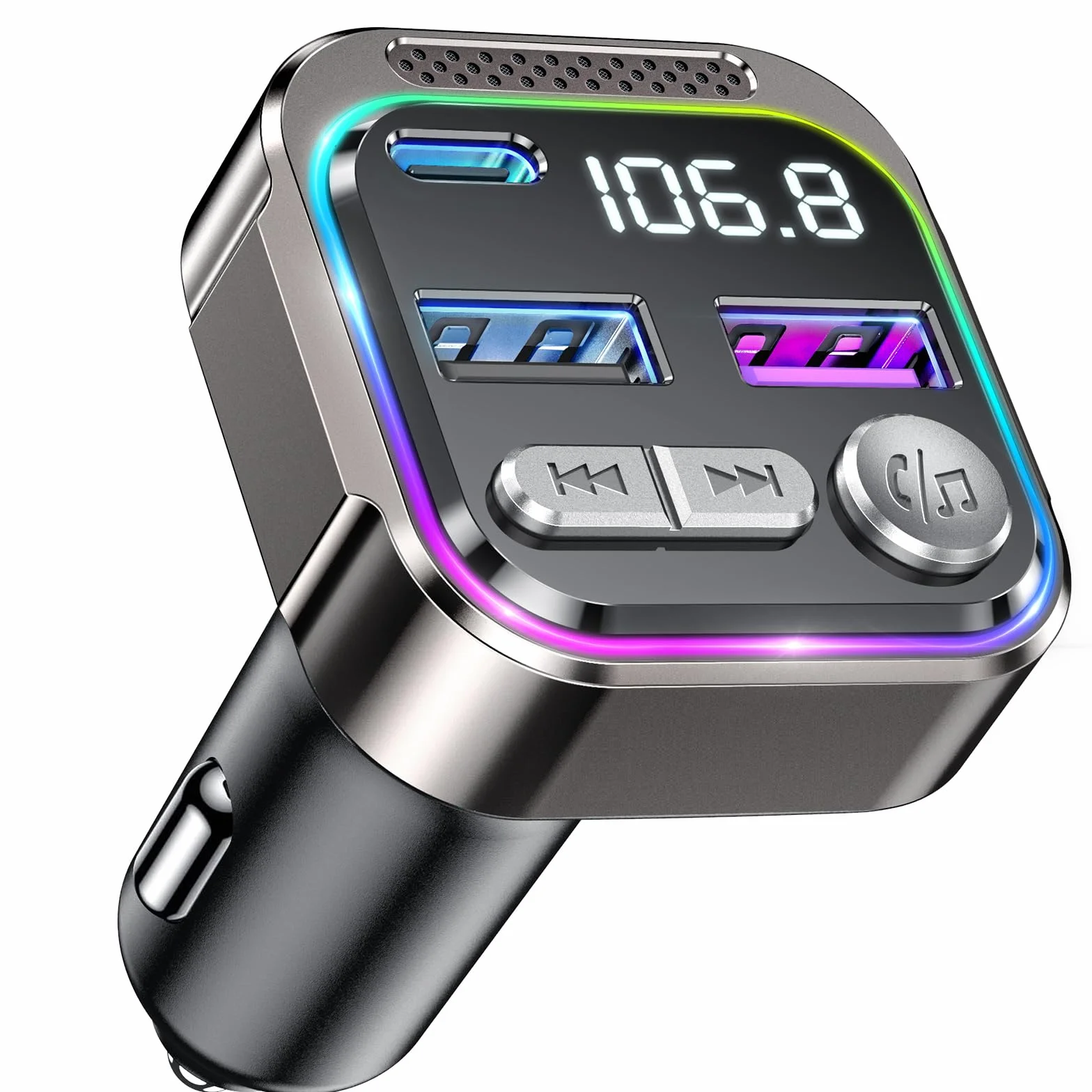 GizmoVine Transmisor FM Bluetooth Coche 36W QC PD Adaptador Mechero USB Manos Libres