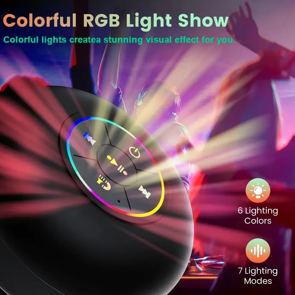 Altavoz Bluetooth Inalámbrico con Ventosa Impermeable Portátil Mini Speaker Luz LED Bass Estéreo