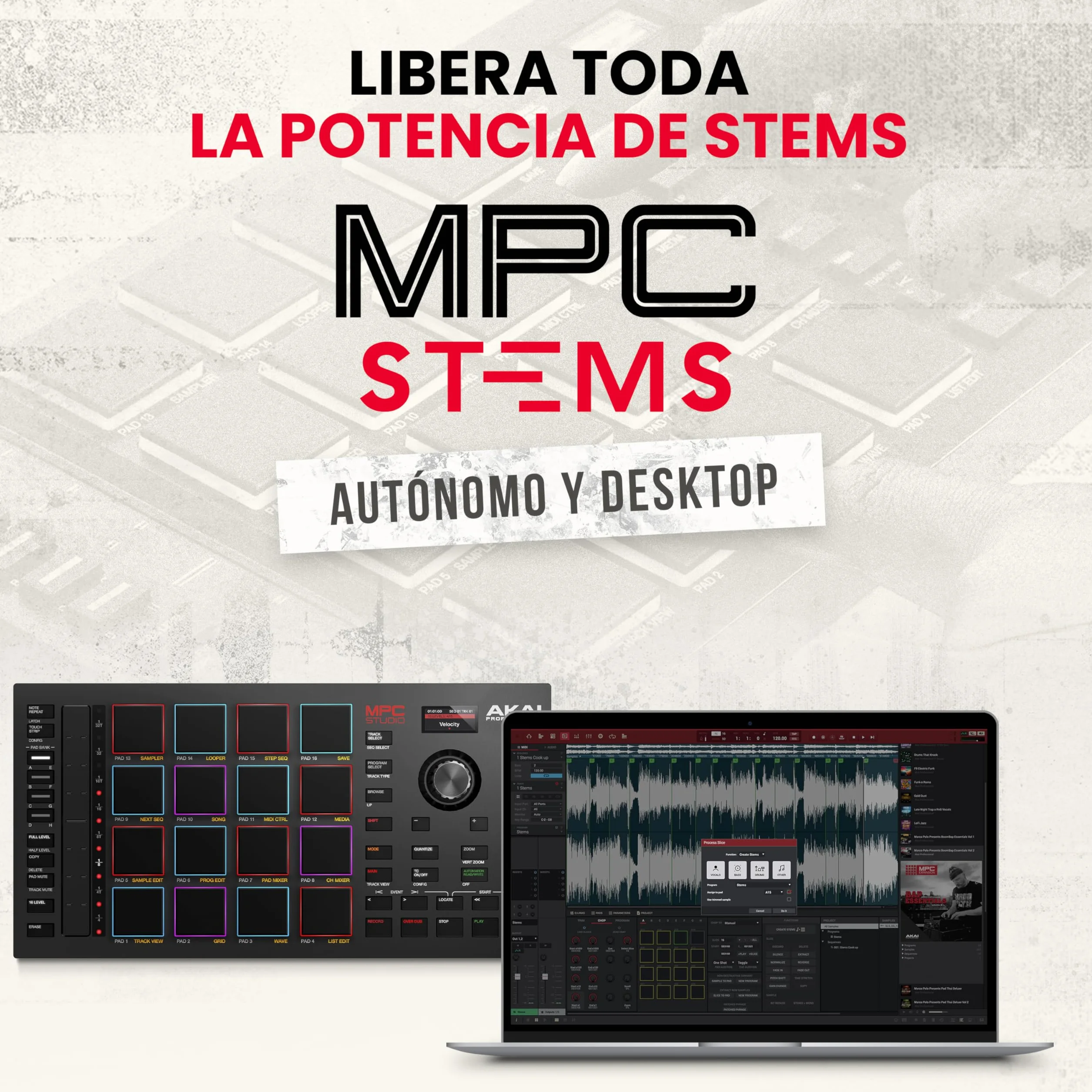 Akai Professional MPC Studio - Controlador MIDI Beat Maker con 16 pads RGB sensibles a la velocidad, software MPC, Touch Strip asignable y pantalla LCD