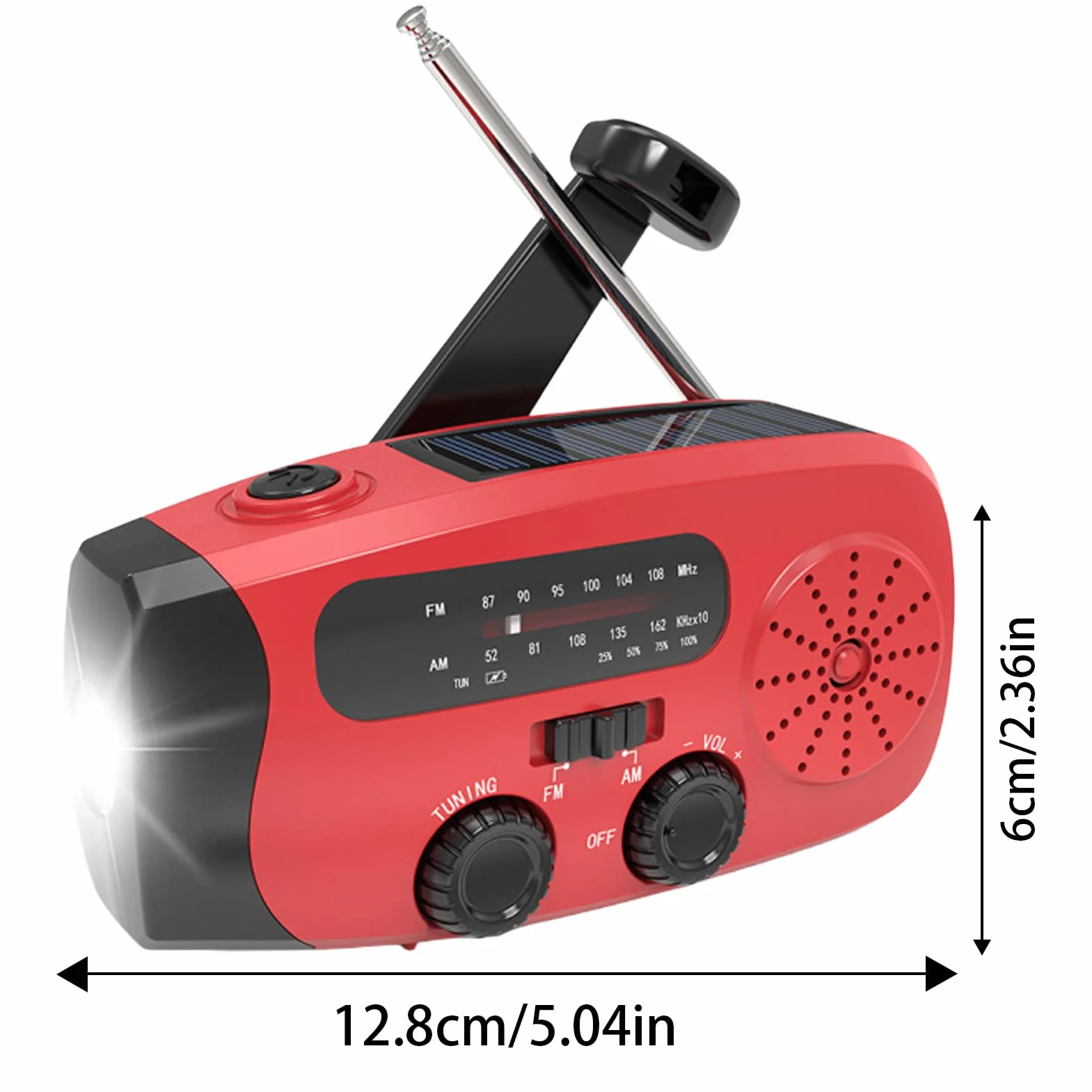Radios Pequeños Portátiles AM FM, Radio Solar con Manivela Manual, Reproductor MP3 USB para Emergencias