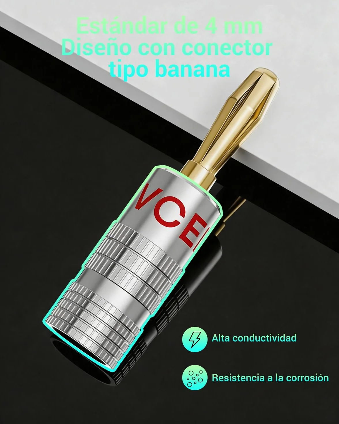 VCELINK Conector Banana Chapado en Oro 0,75-4 mm 8 Unidades para Cable Speakon Altavoces