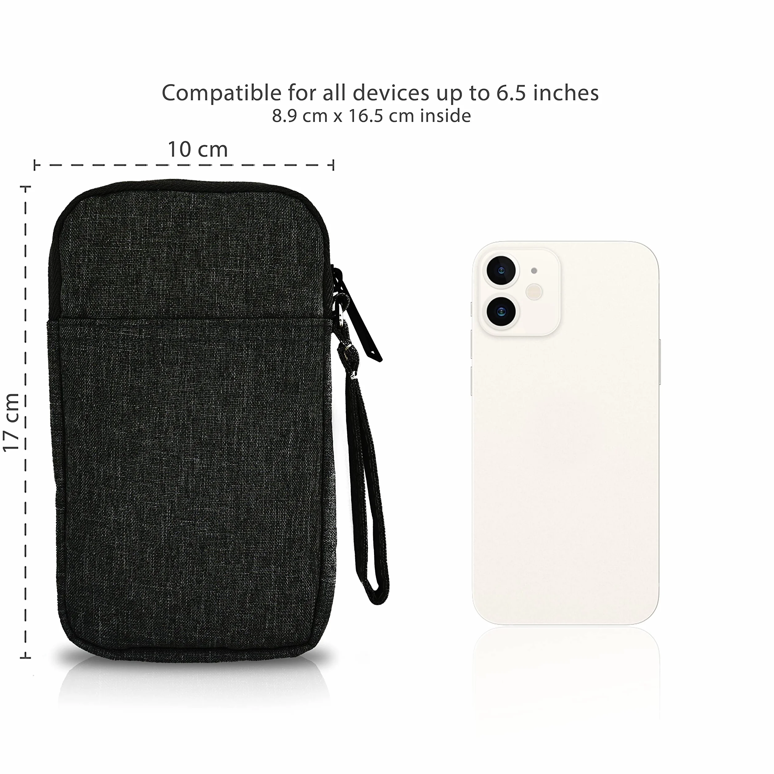 MyGadget Bolsa de Nylon para Tablet 6,5 Pulgadas Estuche Acolchado 8,9 x 16,5 cm Sleeve Negro