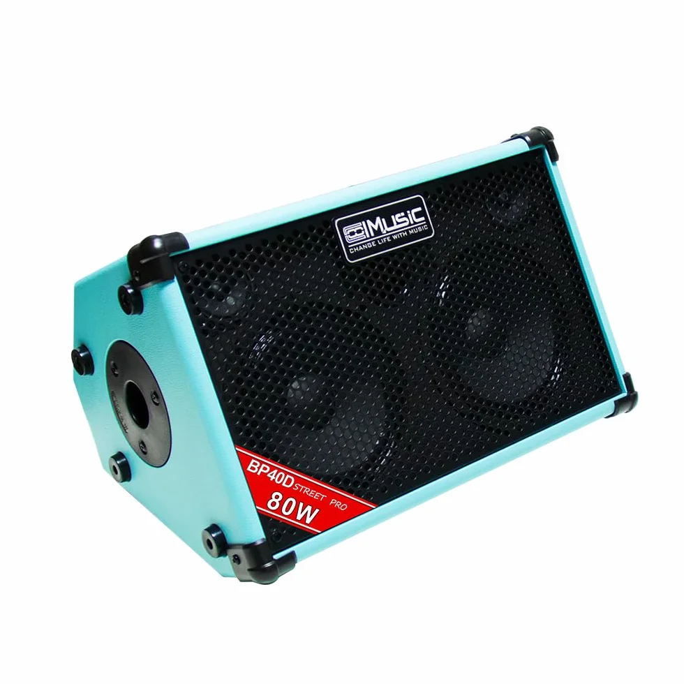 BP40D Amplificador de guitarra acústica Busking Amp - Altavoz Bluetooth portátil de 80 W con batería, efecto de retardo de reverberación de coro, 6 entradas, ecualizador de 3 bandas.
