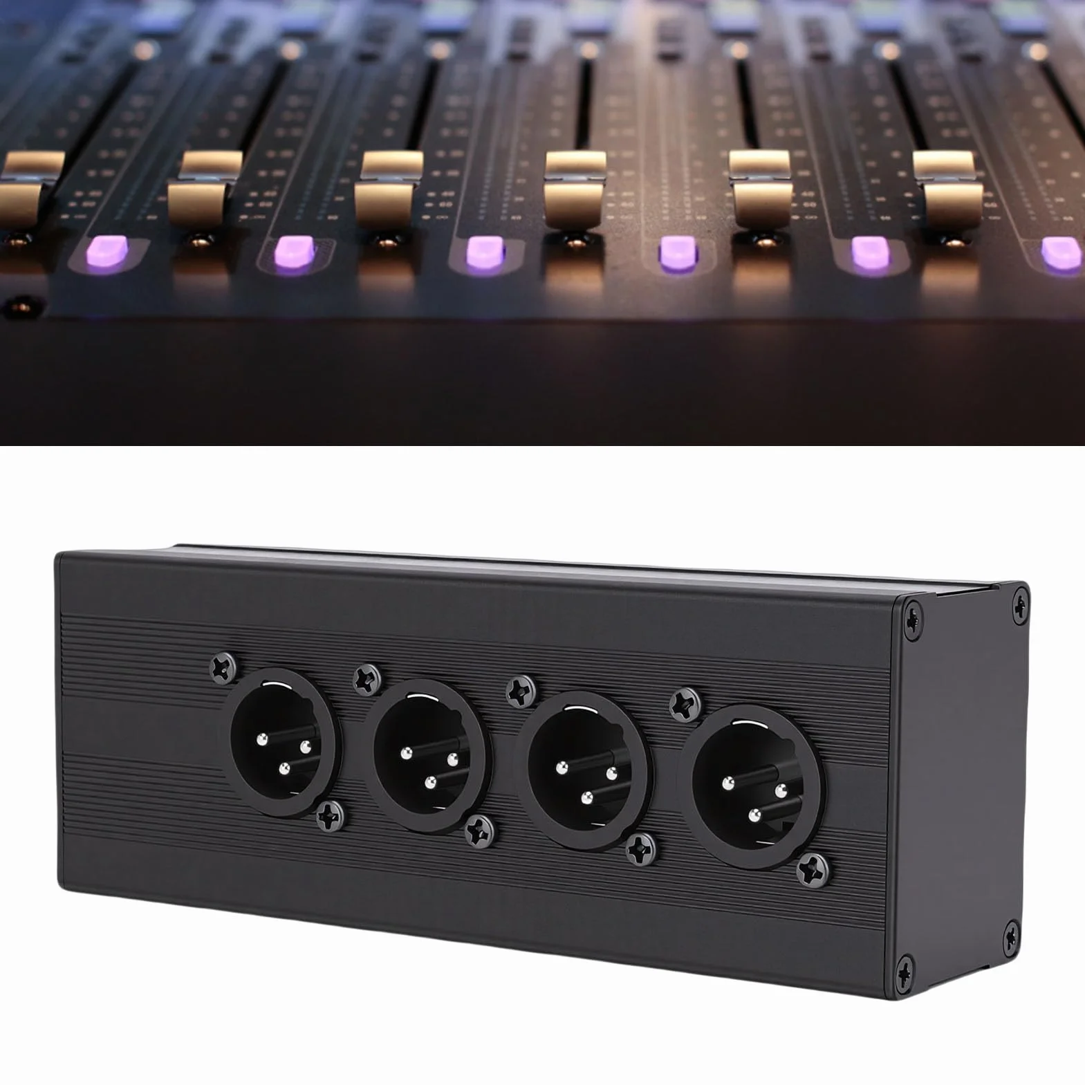 Topiky Caja Divisora ​​XLR de 3 Pines, 1 Hembra a 4 Macho, Conexión Paralela 1 en 4 Salidas, Convertidor Adaptador de Audio Balanceado para Mezclador de Micrófono, PA, Equ