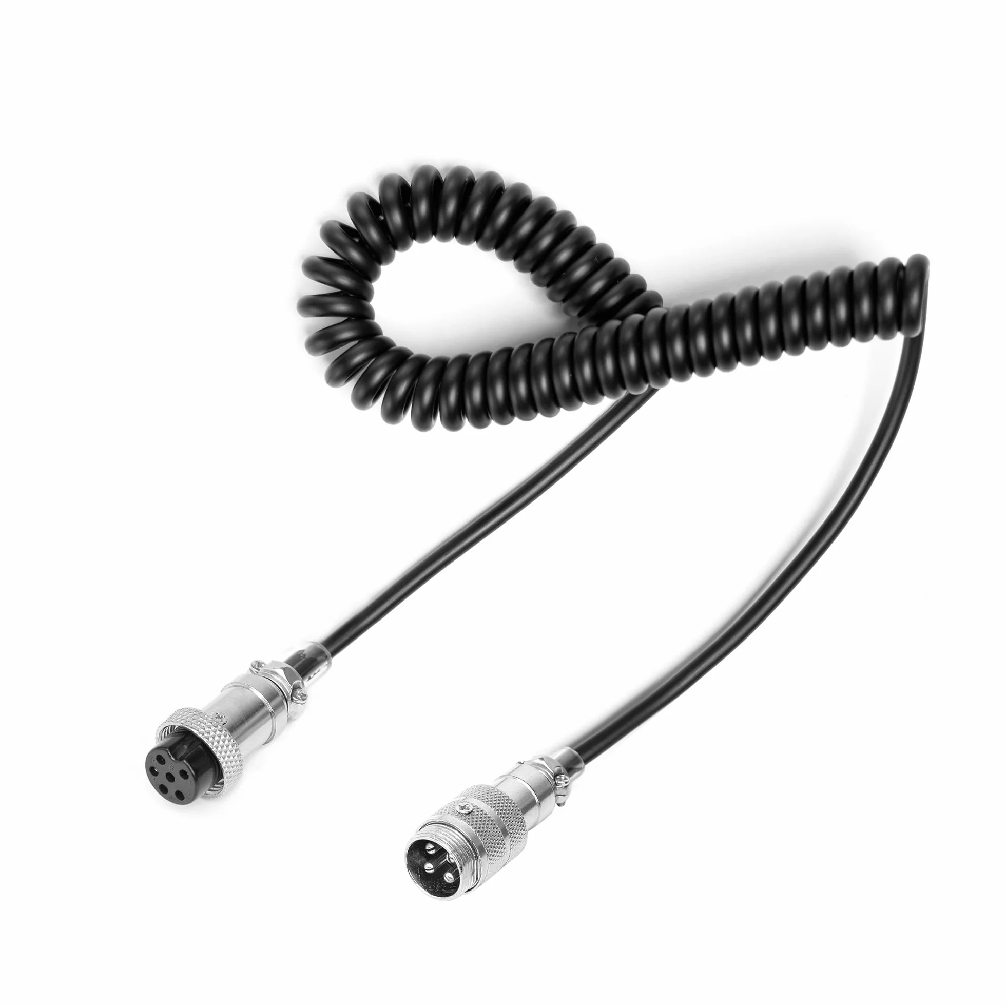 Fumei Adaptador de micrófono de 4 pines macho a hembra de 6 pines, cable en espiral duradero de 1,8 m, compatible con radio CB 880/980
