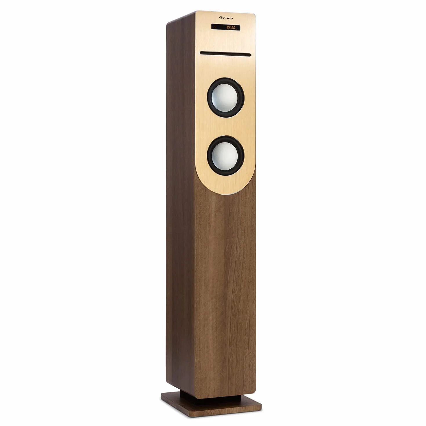 AUNA Torre de Sonido Bluetooth con Radio y Reproductor CD para Casa, Altavoz Torre Vintage Sistema Estéreo, Pantalla LED y Mando, USB, Reproducción MP3, y Puerto SD, Torre de Altavoces de Radio