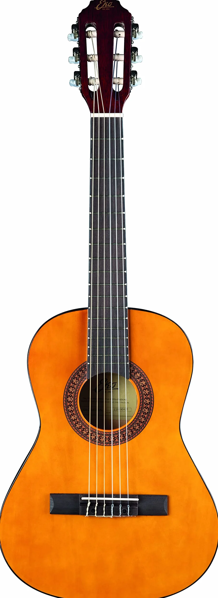 EKO GUITARS – CS-2 Natural, Guitarra Clásica de la Serie Studio, Tamaño 1/2, Tapa de Tilo Laminado, Aros y Fondo de Tilo Laminado, Mástil y Diapasón de Abedul, Funda Incluida, Color Natural