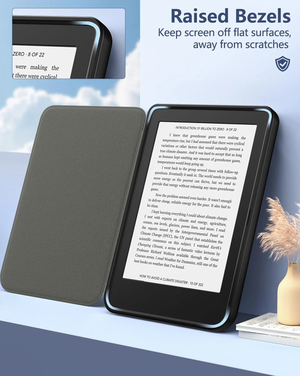 MoKo Funda para Tolino Shine Color/Shine 5(2024)/Shine 4(2022) y Kobo Clara BW/Color/2E 6", Funda Folio Ultra Delgada y Ligera con Auto Wake/Sleep, Flores