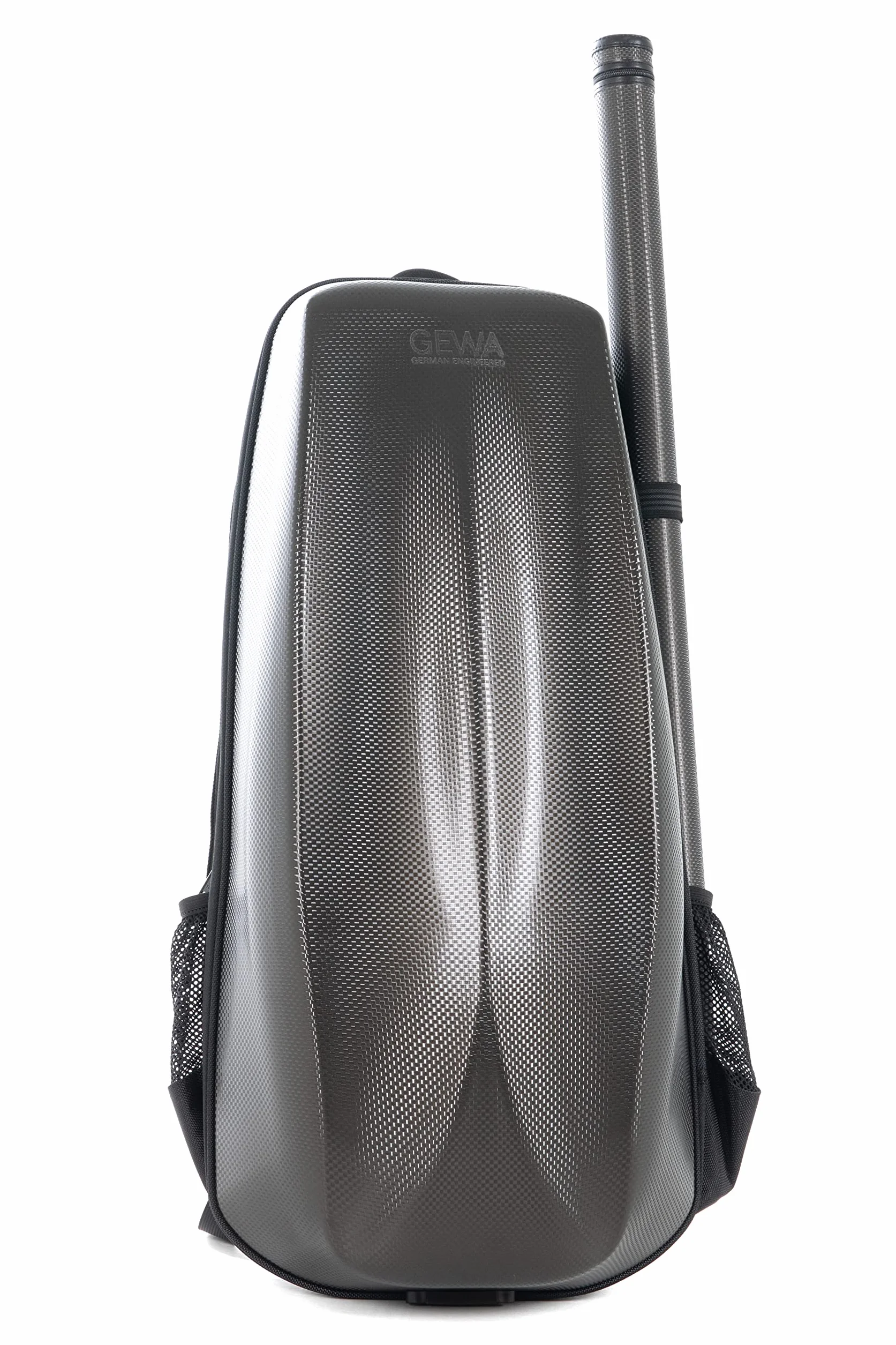 GEWA Space Bag Titanium con estuche para arco - Estuche/mochila para violín de 4/4-3/4 - Tapa exterior de policarbonato - Parte trasera ergonómica - Compartimentos para accesorios