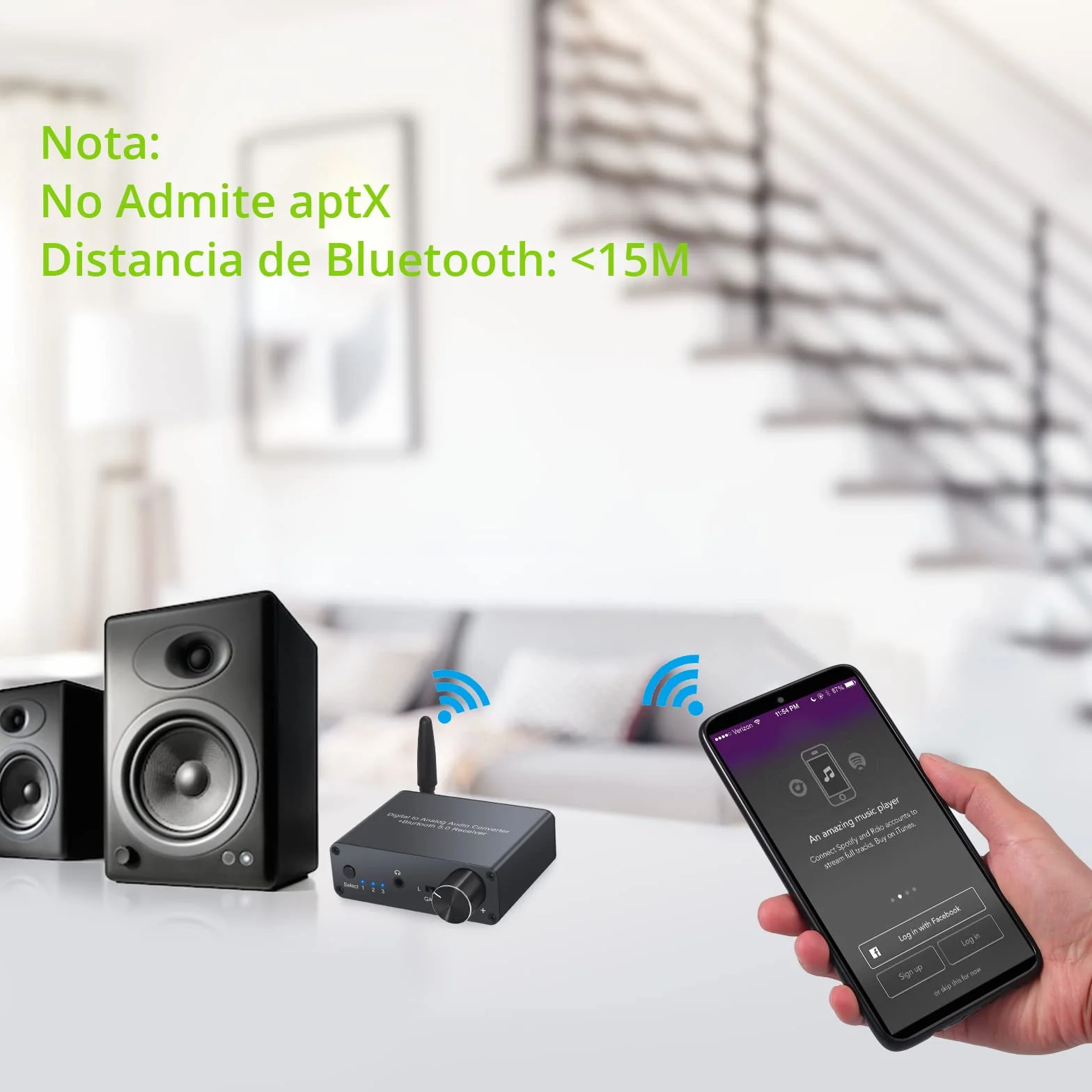 LiNKFOR 192kHz Convertidor Digital Óptico a Analógico Bluetooth V5.0 DAC Amplificador de Auriculares