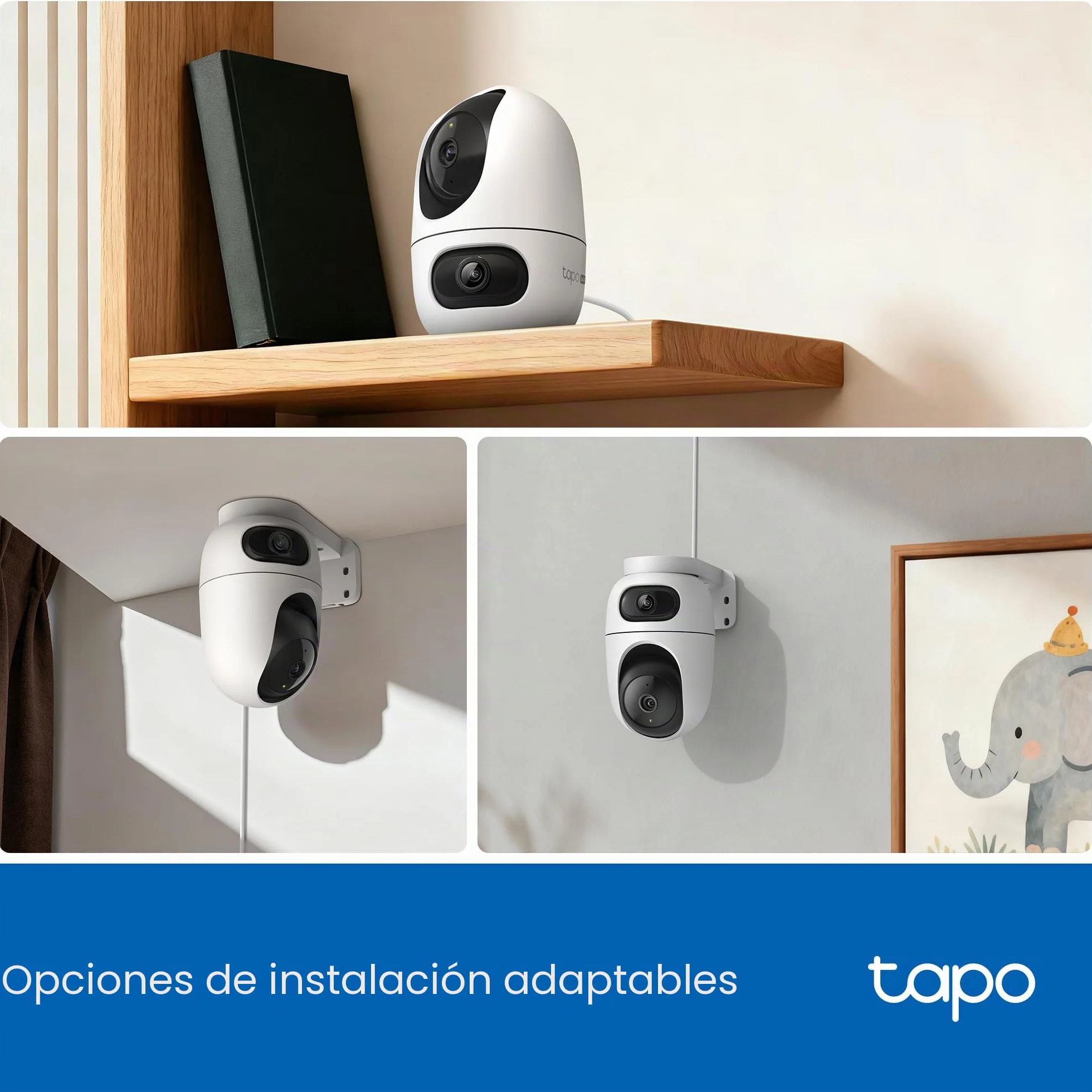 Tapo C245D Cámara de vigilancia WiFi Interior Doble Lente 2K Seguimiento automático 360° Detección IA Personas Mascotas Vehículos Visión Nocturna Audio bidireccional Almacenamiento Local