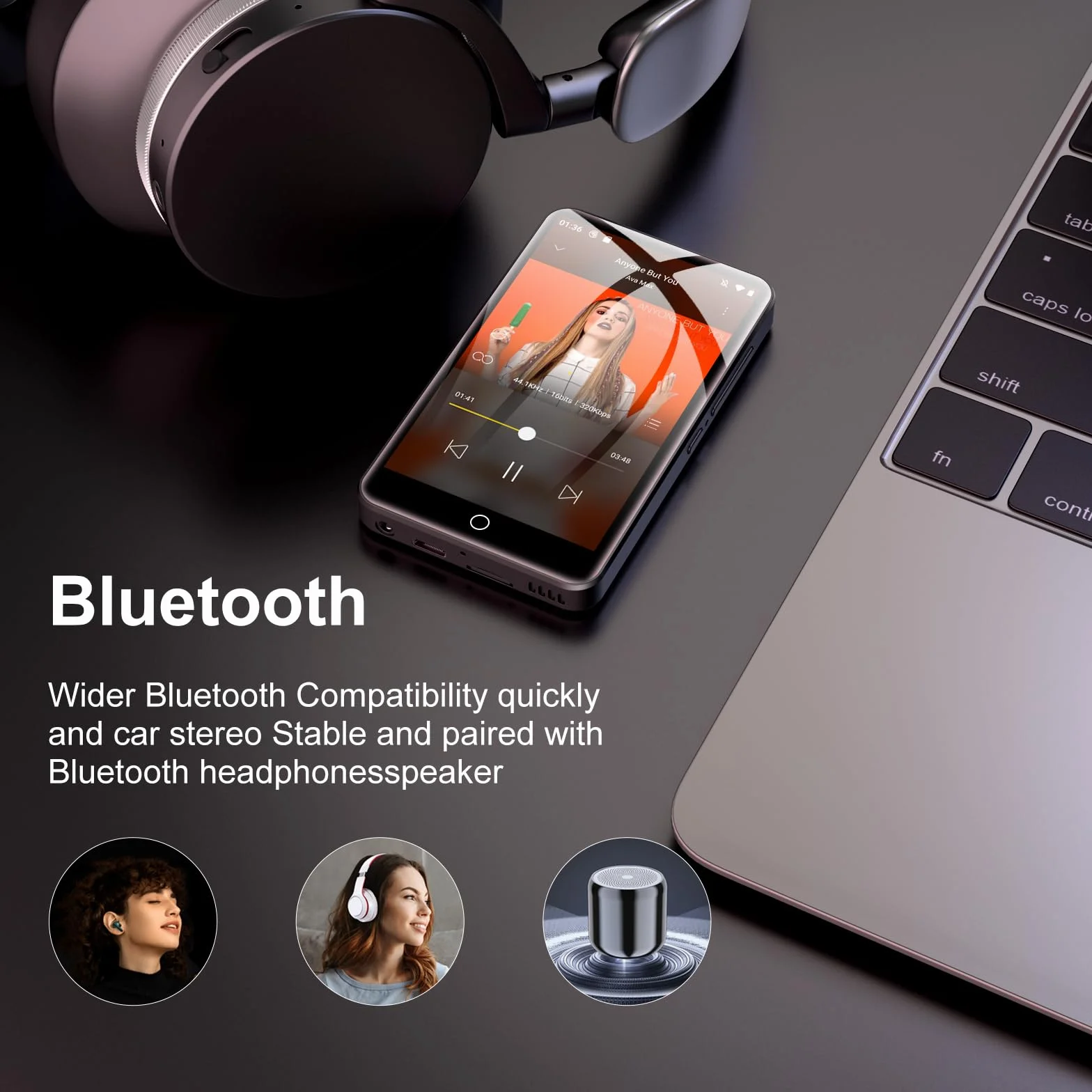 Android Reproductor MP3 con Bluetooth y WiFi, Reproductor MP4 de 80GB con Spotify, Amazon Music, Audible, Play Store, Radio FM, Reproductor de música con Pantalla táctil de 4,0 Pulgadas y Altavoz