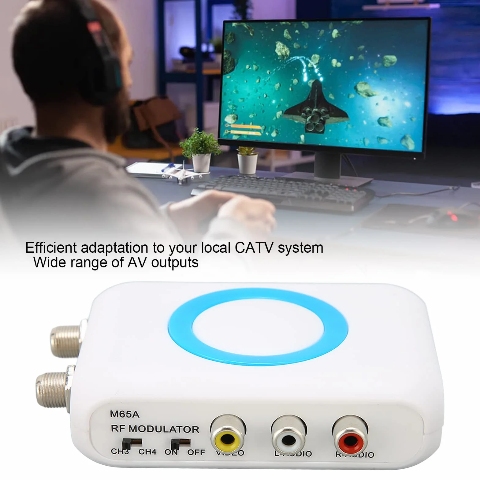 Zunate Modulador RF Convertidor RCA Coaxial a RF Adaptador Demodulador VHF, Entrada Ant Salida AV a Coaxial RF Modulador ágil Conmutador de TV Video Compuesto a Analógico Coaxial NTSC TV Antigua
