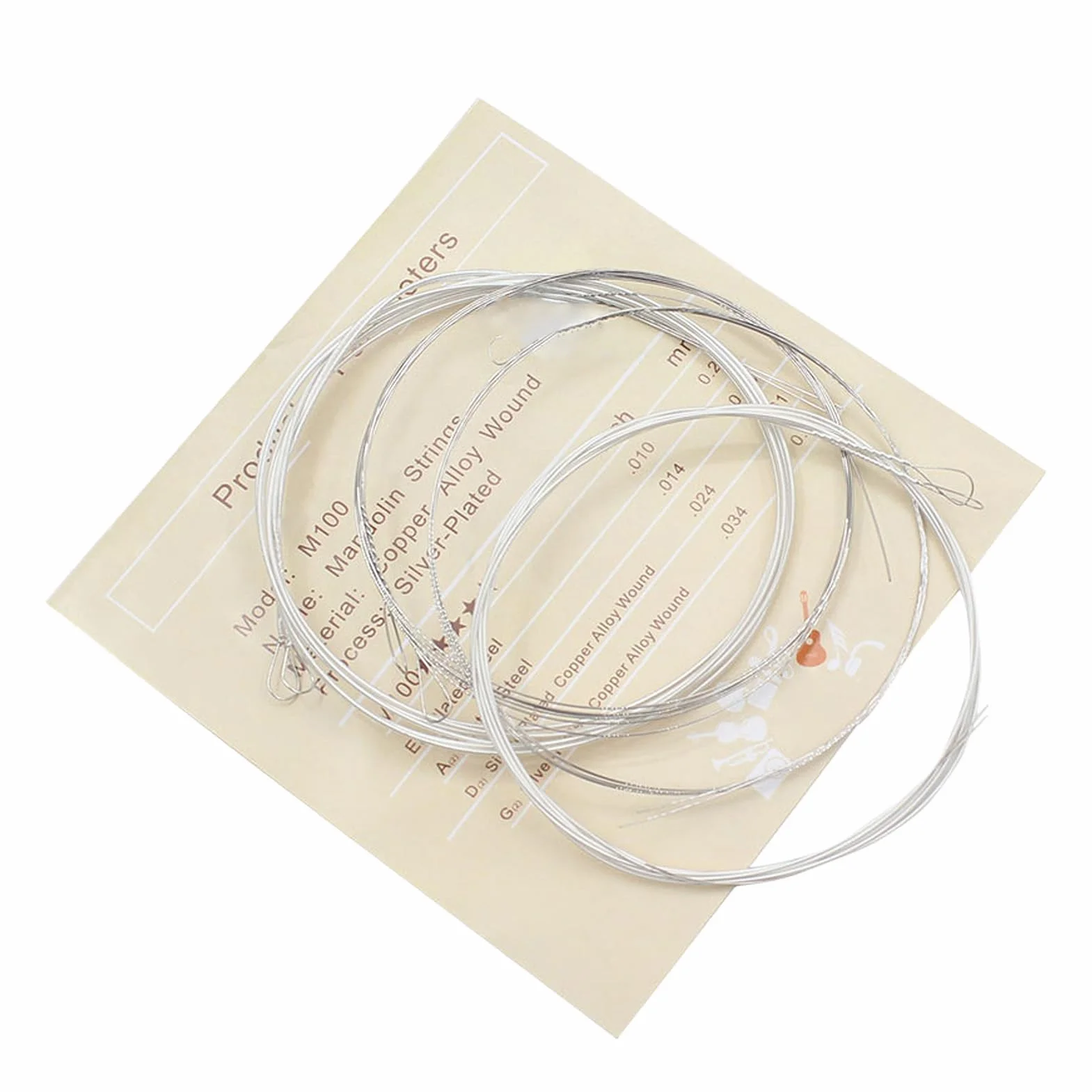 8 Uds Kit de Cuerdas de Mandolina Cuerdas de Mandolina Aleación de Cobre Plateada de Accesorios de Repuesto