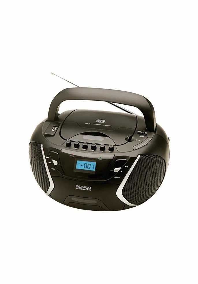 Daewoo Radio CD con Cassette DBU-51 | Reproductor de CD y USB | Mini Cadena de Música | MP3 | Color Negro