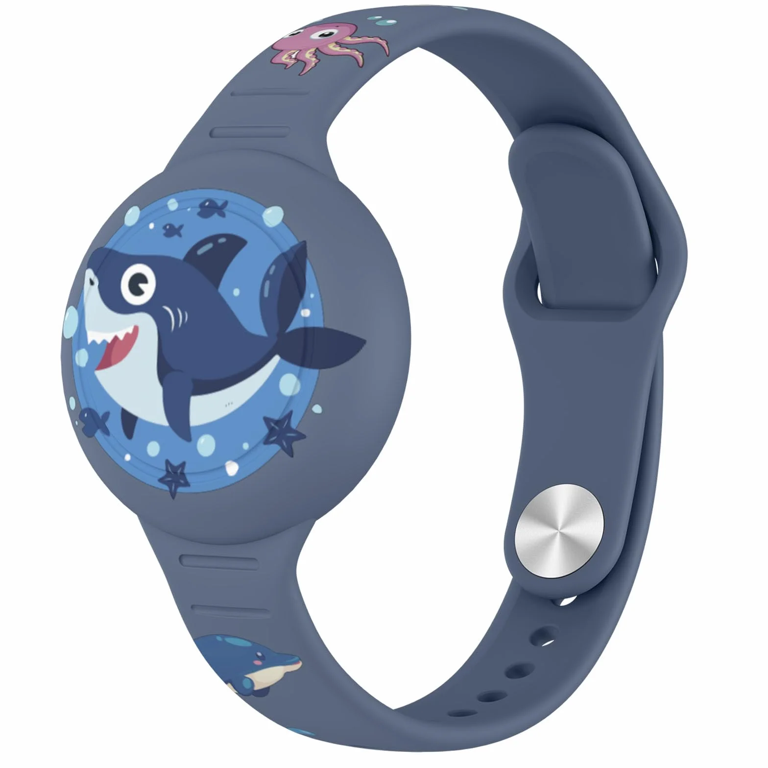 Meliya Pulsera para Airtag Impermeable niños,Funda de Correa de Silicona localizador GPS Pulsera para airtag niño Anti-arañazos(Tiburón)