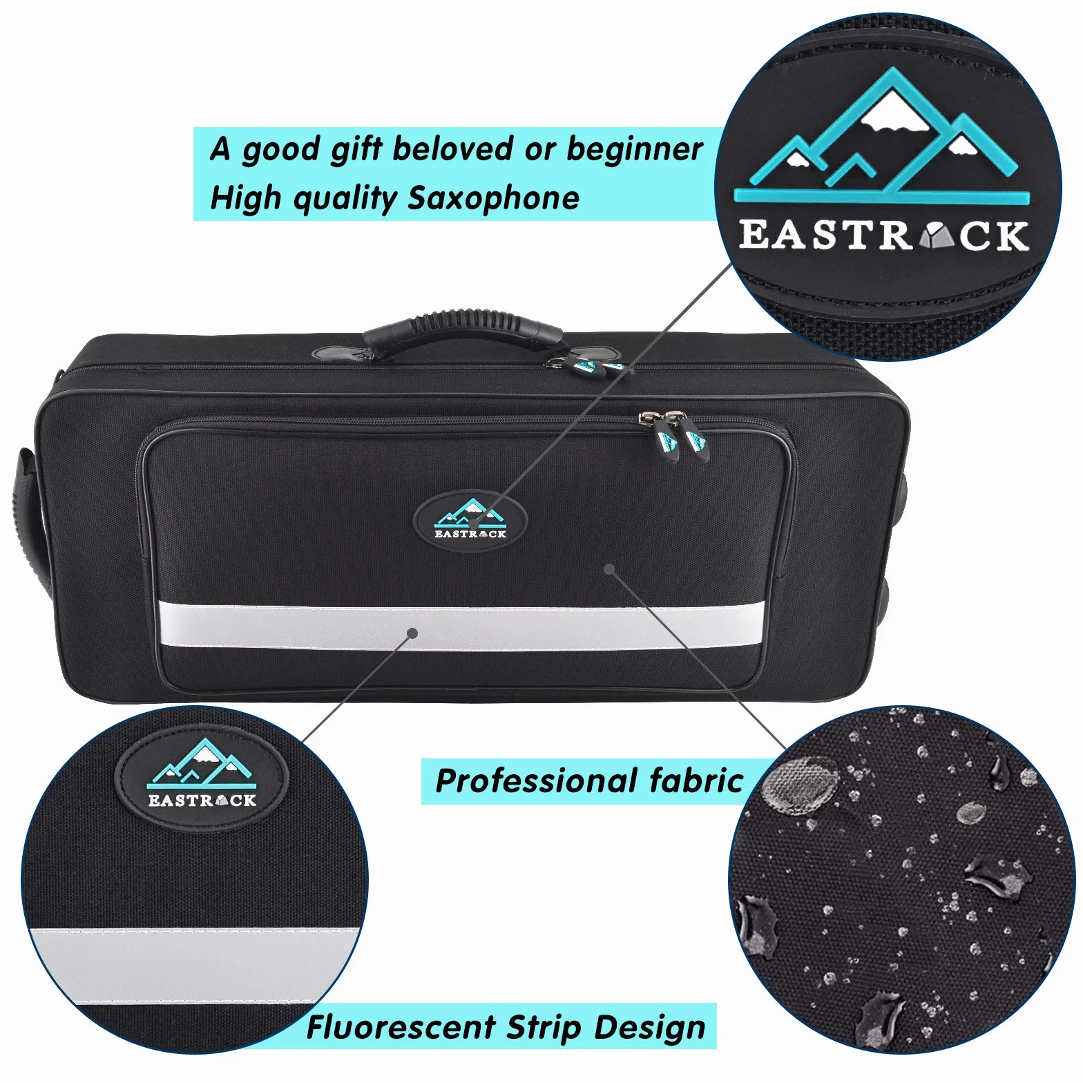EASTROCK Kit completo de saxofón alto E plano para estudiantes principiantes con funda de transporte, boquilla, almohadillas para boquilla, guantes blancos, correa para el cuello