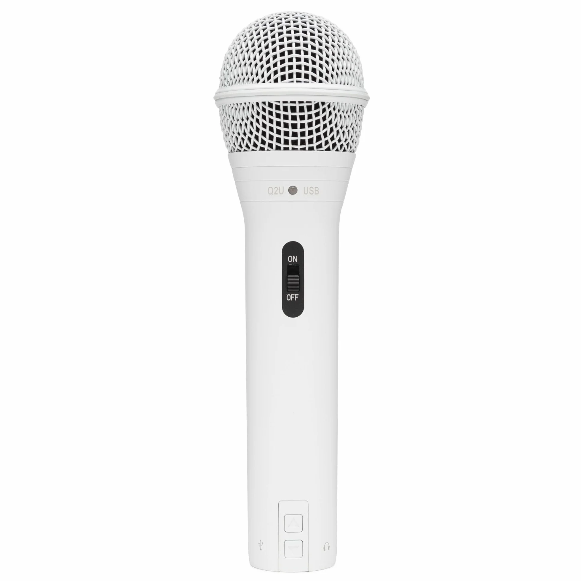 Samson Q2U Micrófono dinámico de mano USB y XLR con patrón polar cardioide para podcasting y transmisión en vivo (blanco)