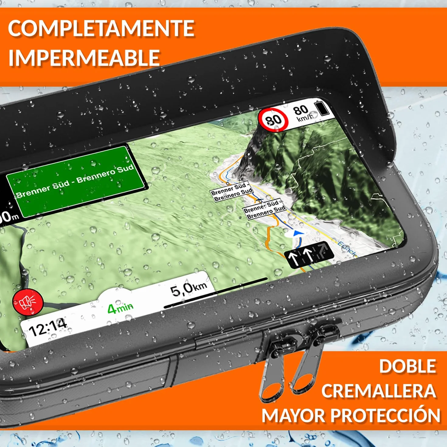 Sovica Soporte Móvil Impermeable para Moto con Cargador 2.1A, Funda con Visera Antireflejos hasta 7.5"