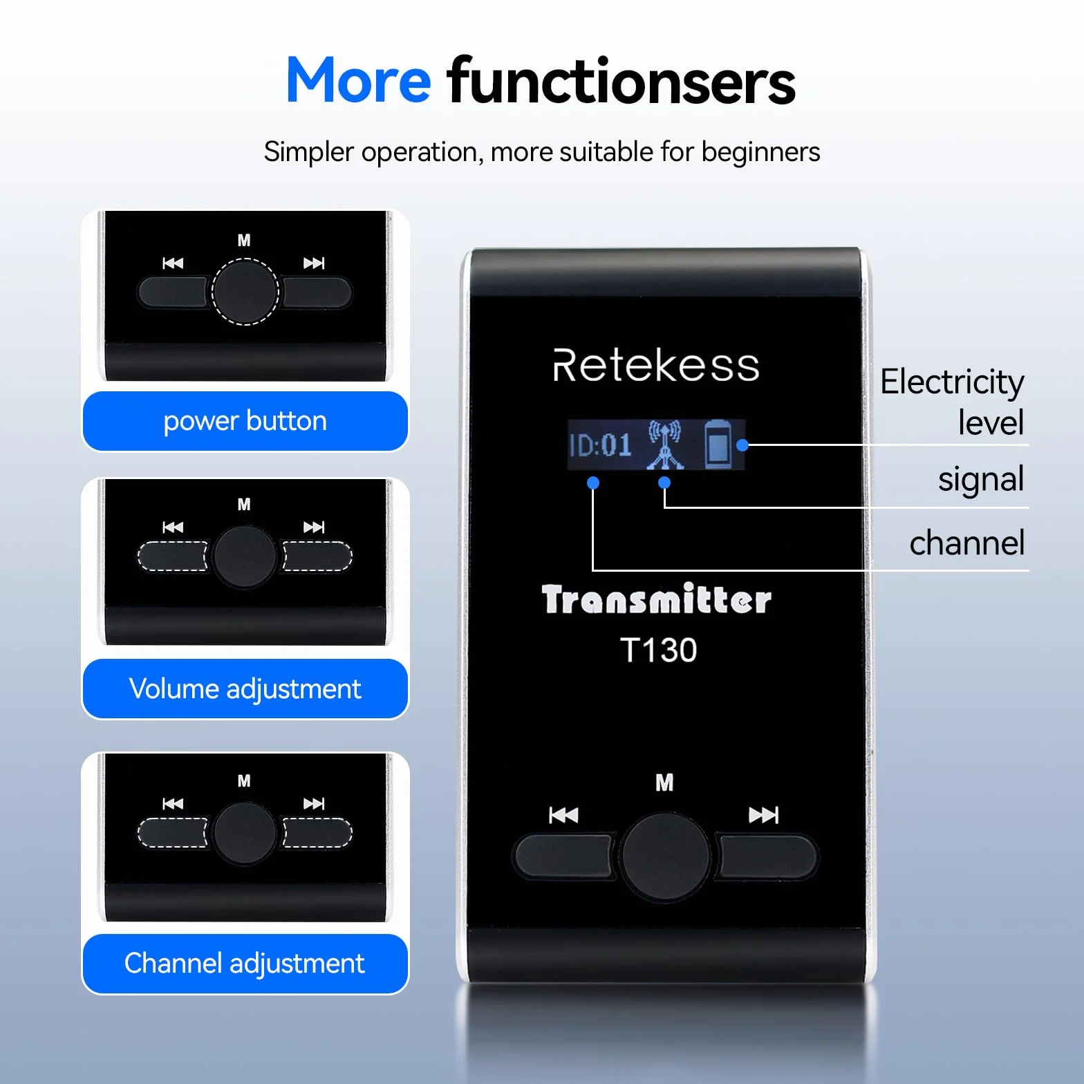 Retekess T130-T131 Tour Guide System, Sistema de Audioguía Turística, 99 Canales, 12H en Espera, Sistema de Audio Susurrado Interpretación para el Turismo, para Viajes, Fábricas, Capacitación, Reunión