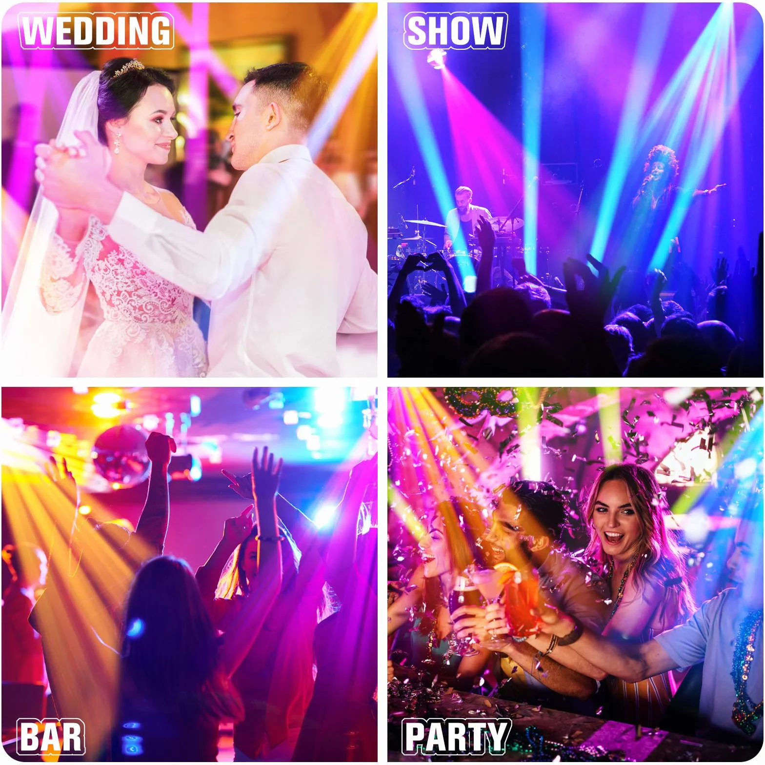 150W Cabeza Móvil Luces de Discoteca DMX RGBW LED DJ Luces Escenario Foco Profesional Fiesta para Boda Show Bar Club Navidad
