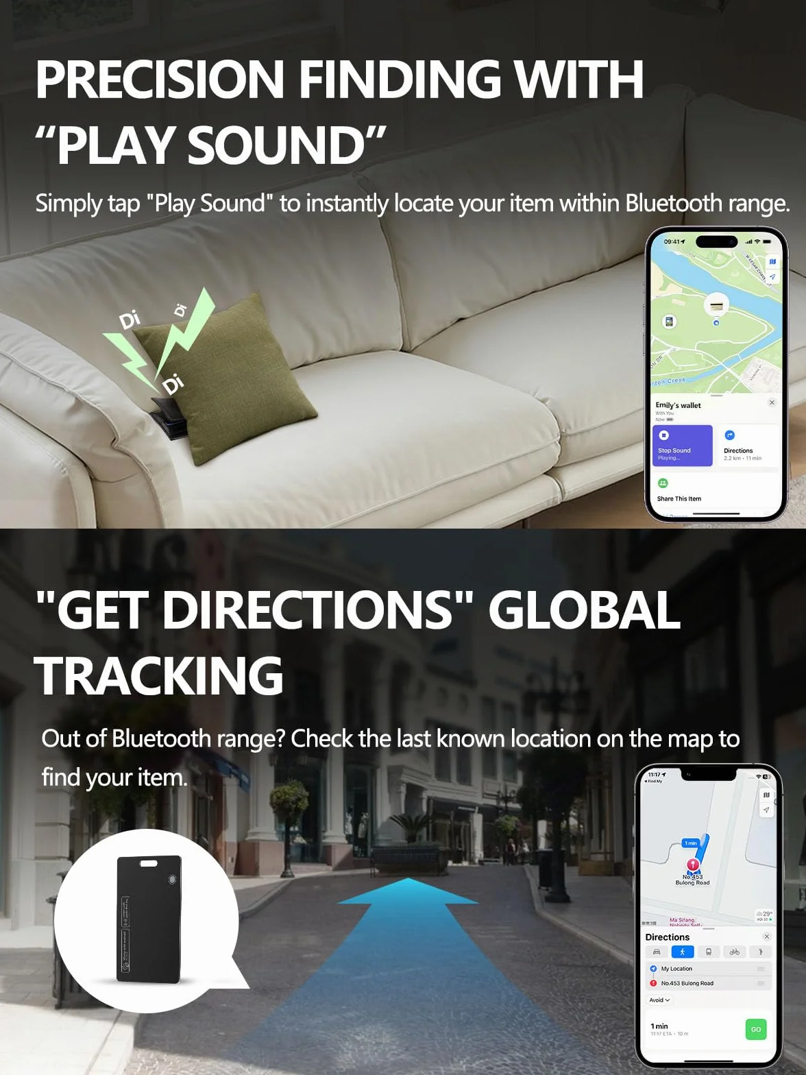 Tarjeta Rastreador para Apple y Android, Recargable Tarjeta de Localizador de Billetera Trabajar con Apple Find My y Google Find Hub, para rastrear Carteras, Equipaje (for iOS & Android, 1 Pack)